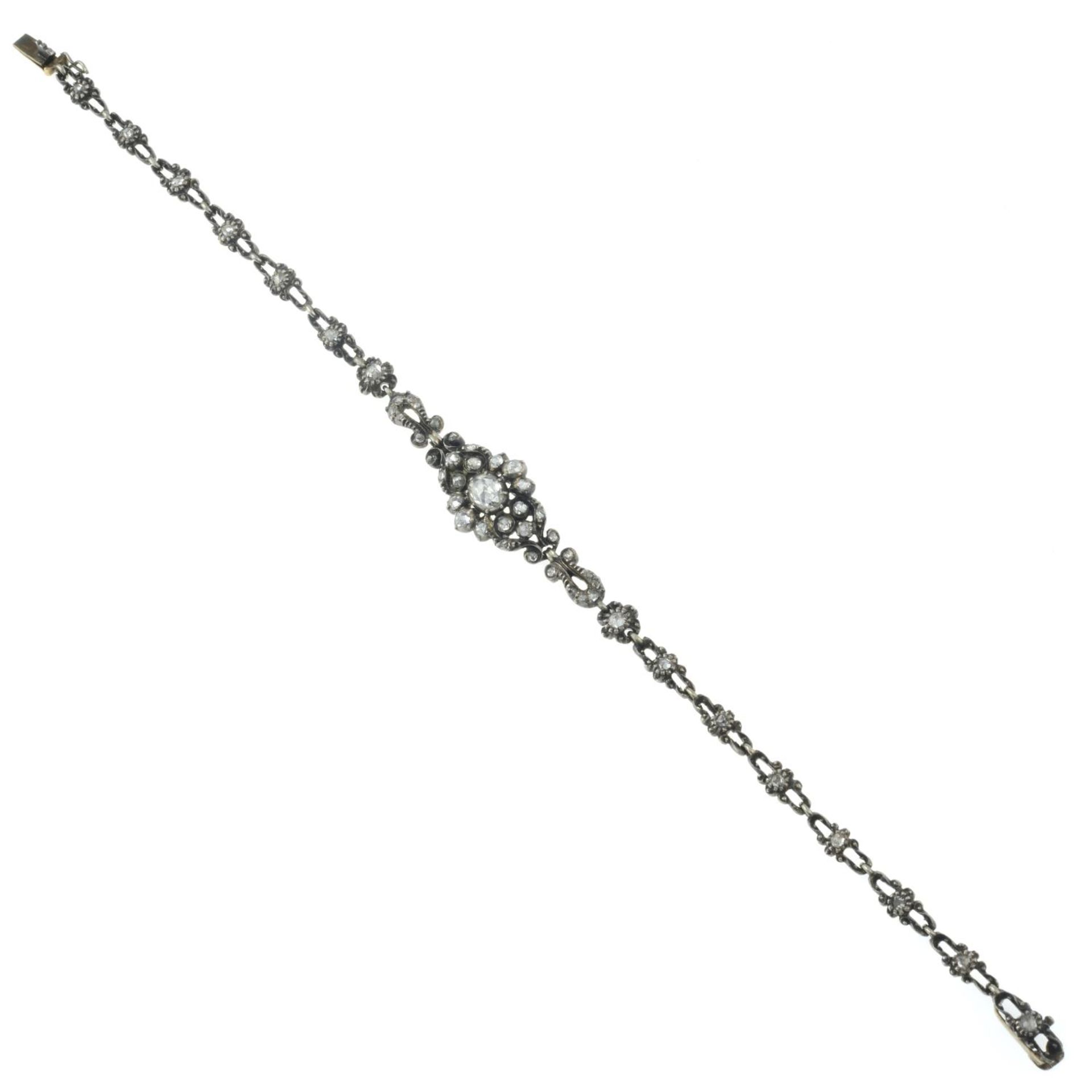 A rose-cut diamond floral bracelet.Length 18.4cms. - Bild 3 aus 4
