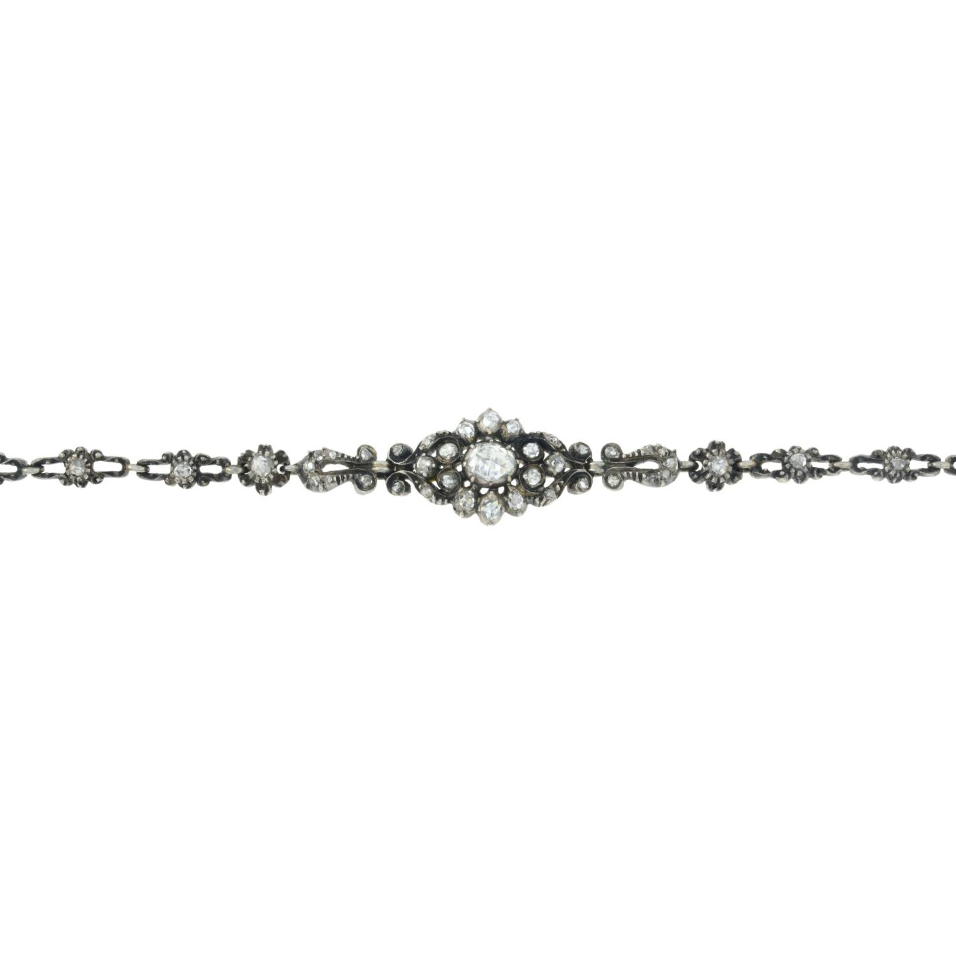 A rose-cut diamond floral bracelet.Length 18.4cms. - Bild 2 aus 4