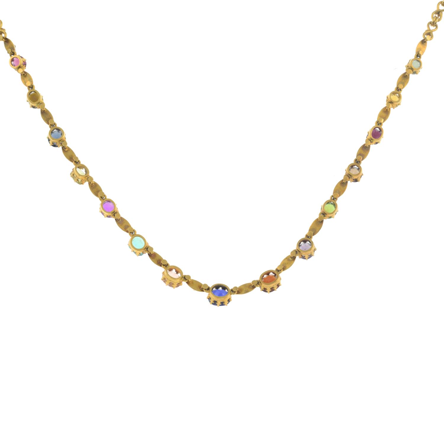 A late Victorian 15ct gold multi-gem and enamel necklace, - Image 7 of 7