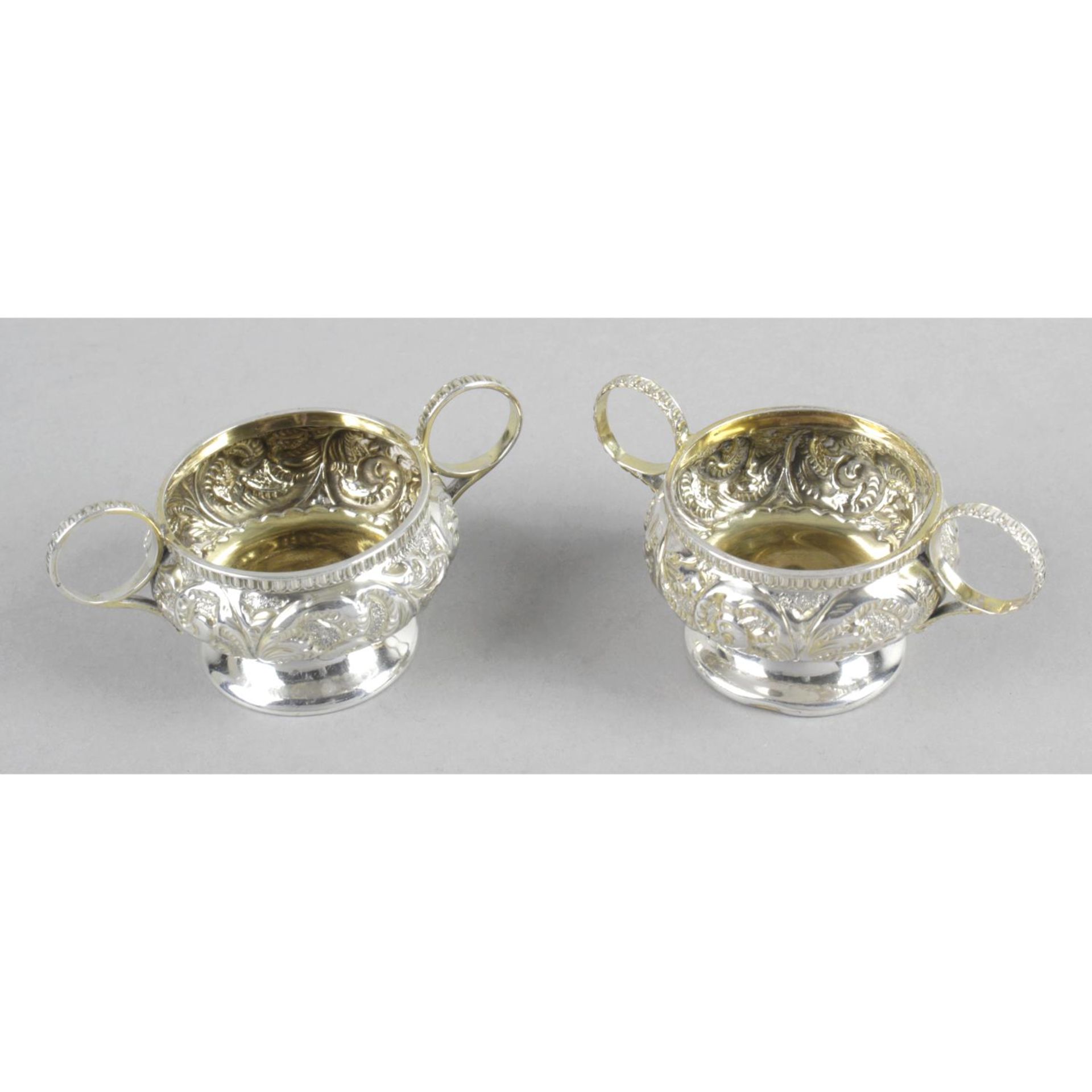 A pair of late Victorian silver open salts,