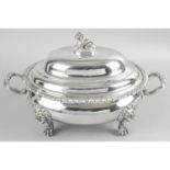 An impressive George II silver soup tureen and cover,