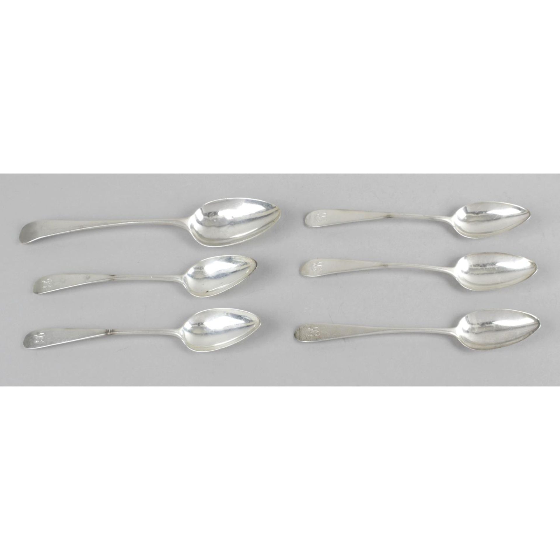 A set of four George III Scottish silver table spoons, - Image 3 of 5