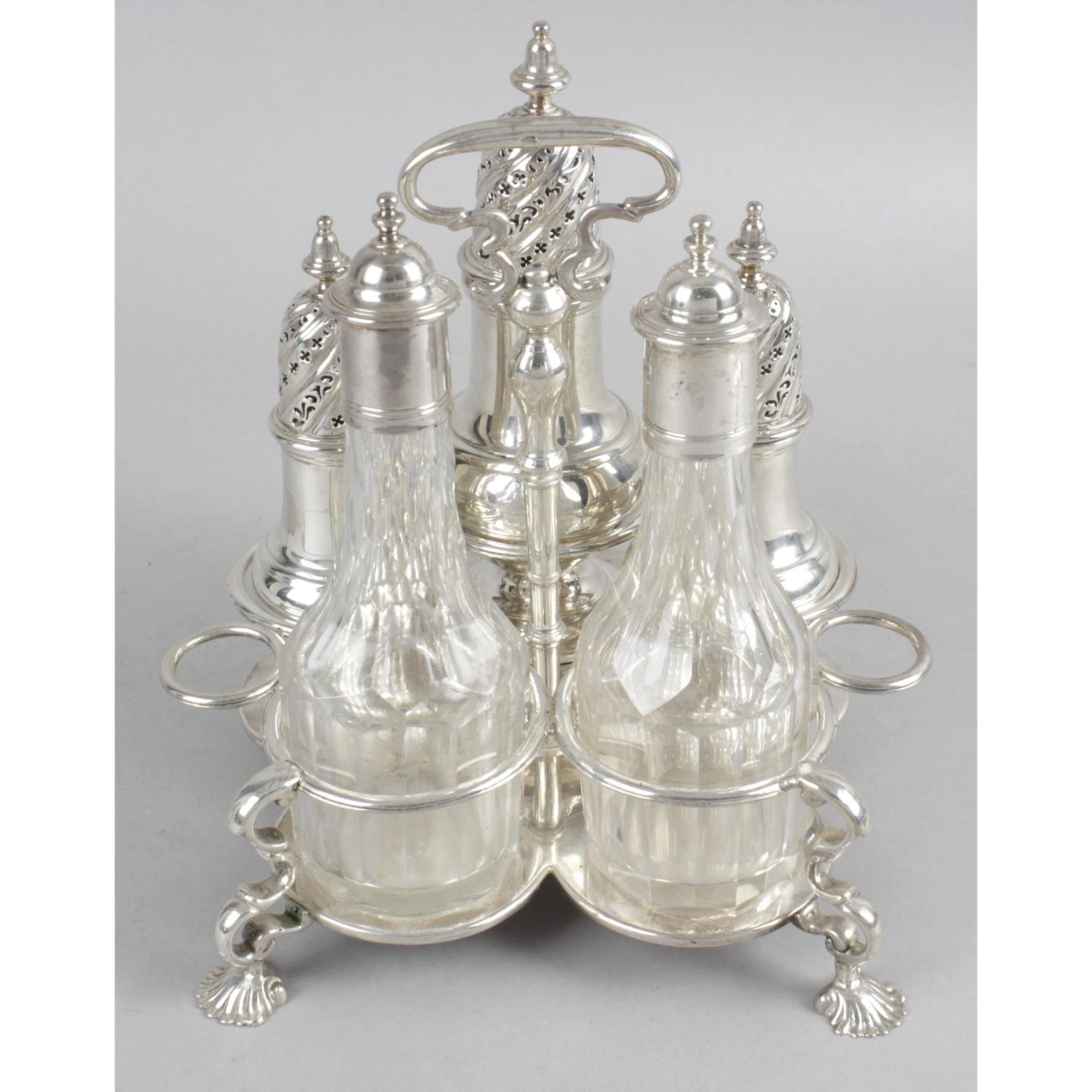 A George II silver Warwick cruet, - Image 3 of 7