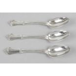 Three 19th century French silver table spoons,