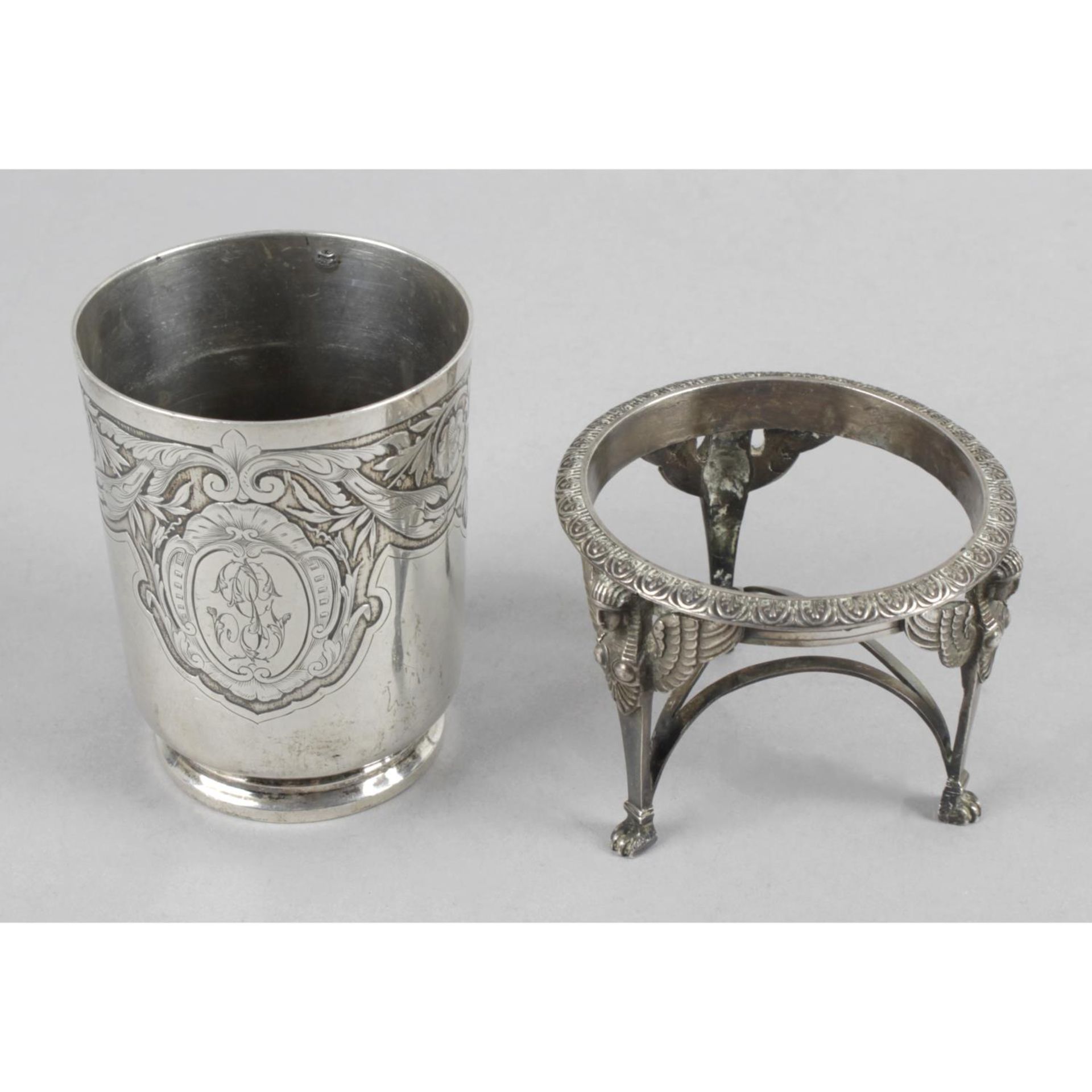 A late 19th century French silver beaker,