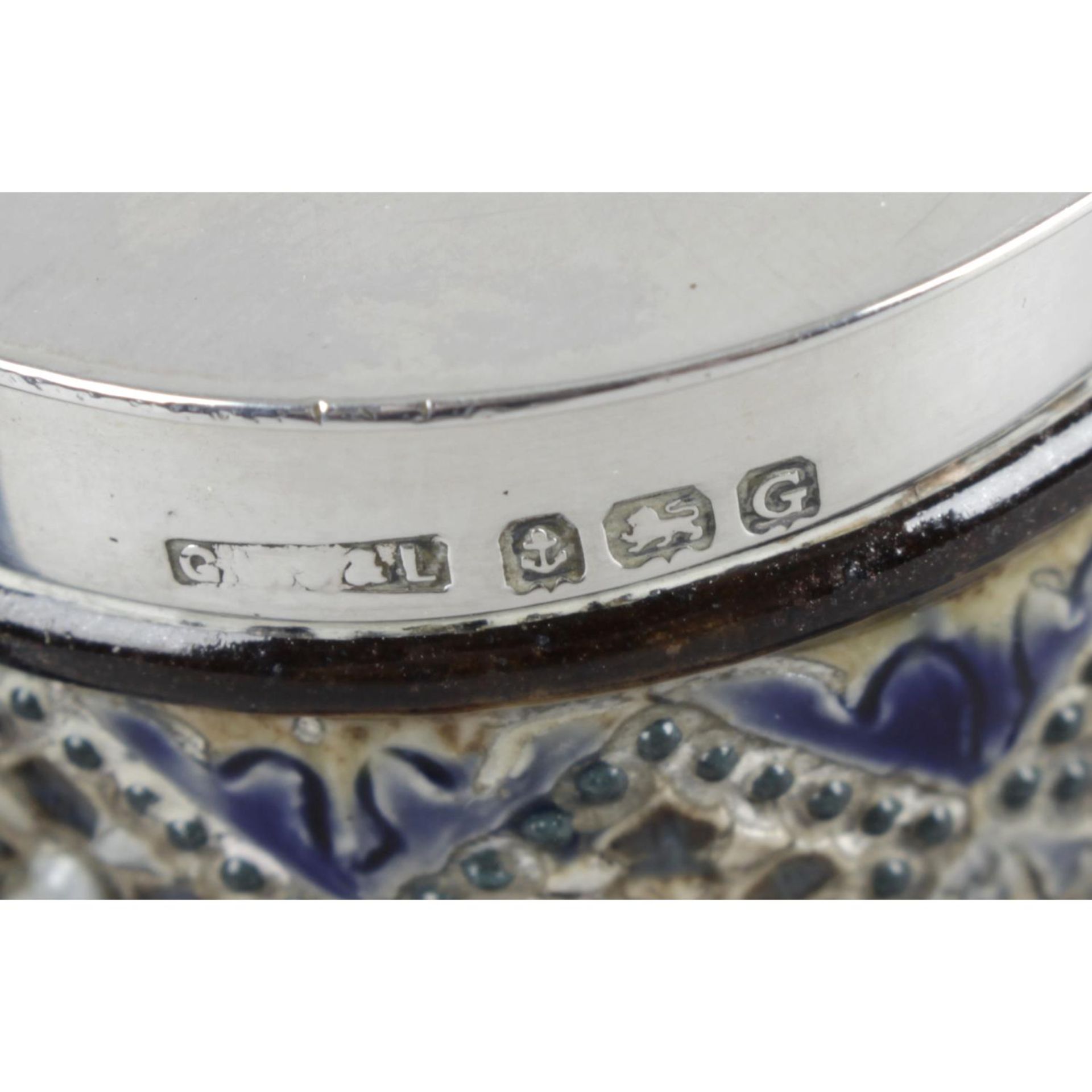 A silver mounted Doulton Lambeth stoneware condiment set, - Image 2 of 2