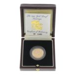 Elizabeth II, proof Sovereign 1994, with certificate No.1499, in Royal Mint case of issue (S SB2).