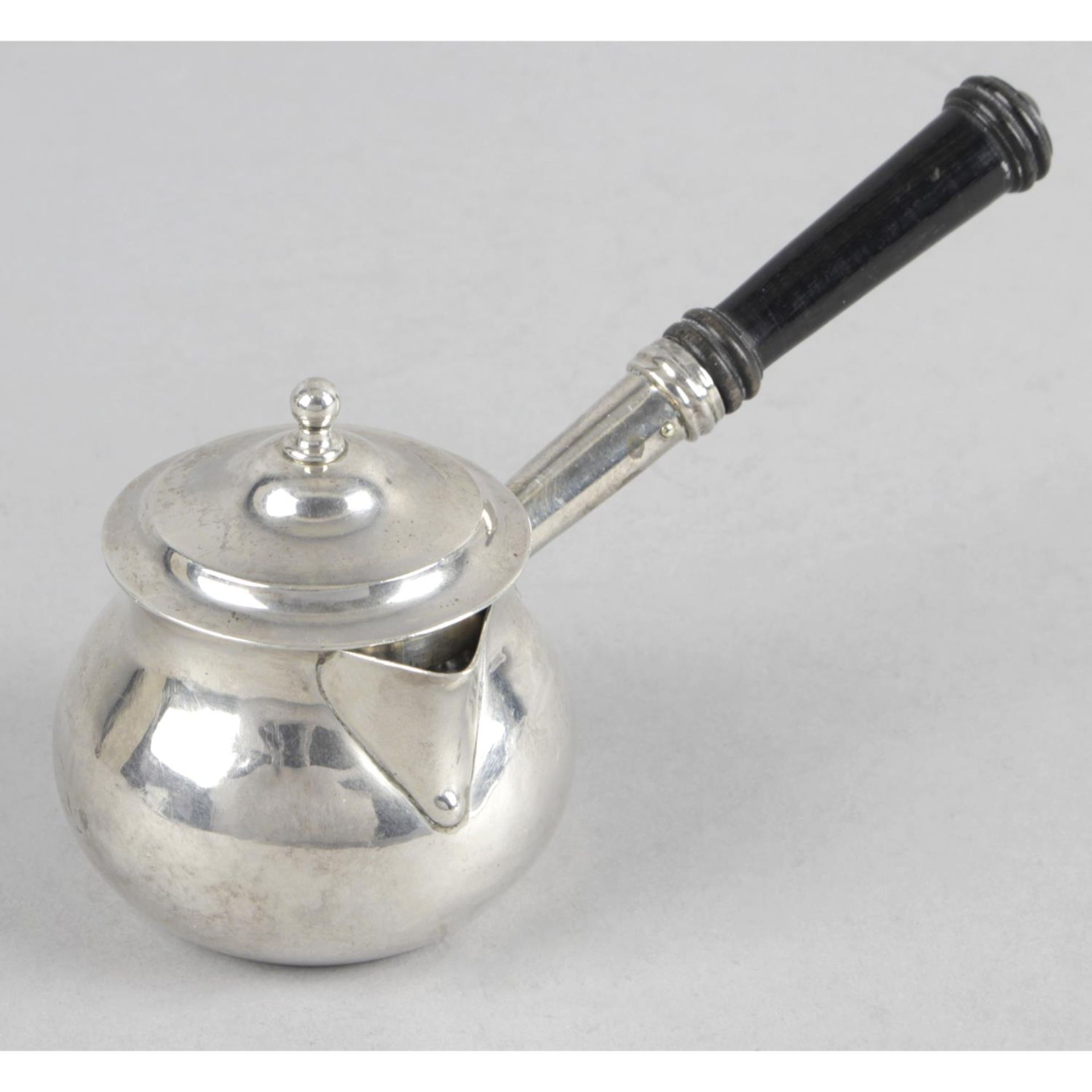 A Britannia silver brandy saucepan and cover,