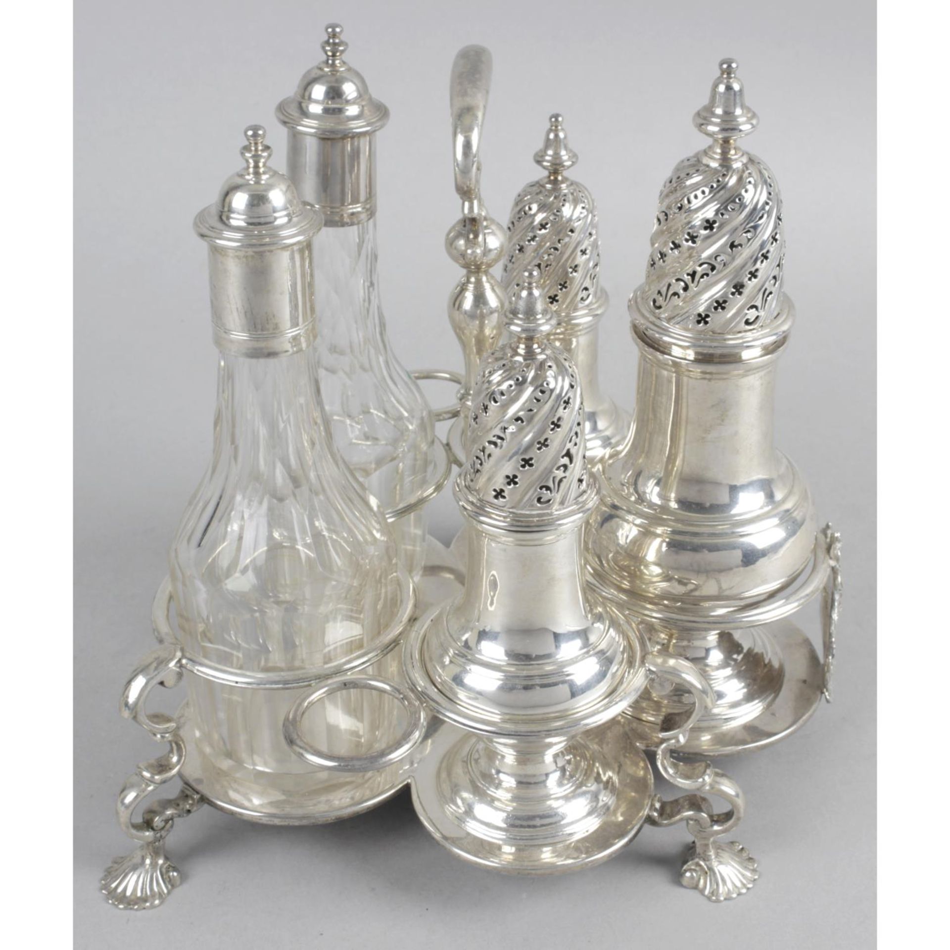 A George II silver Warwick cruet, - Image 2 of 7