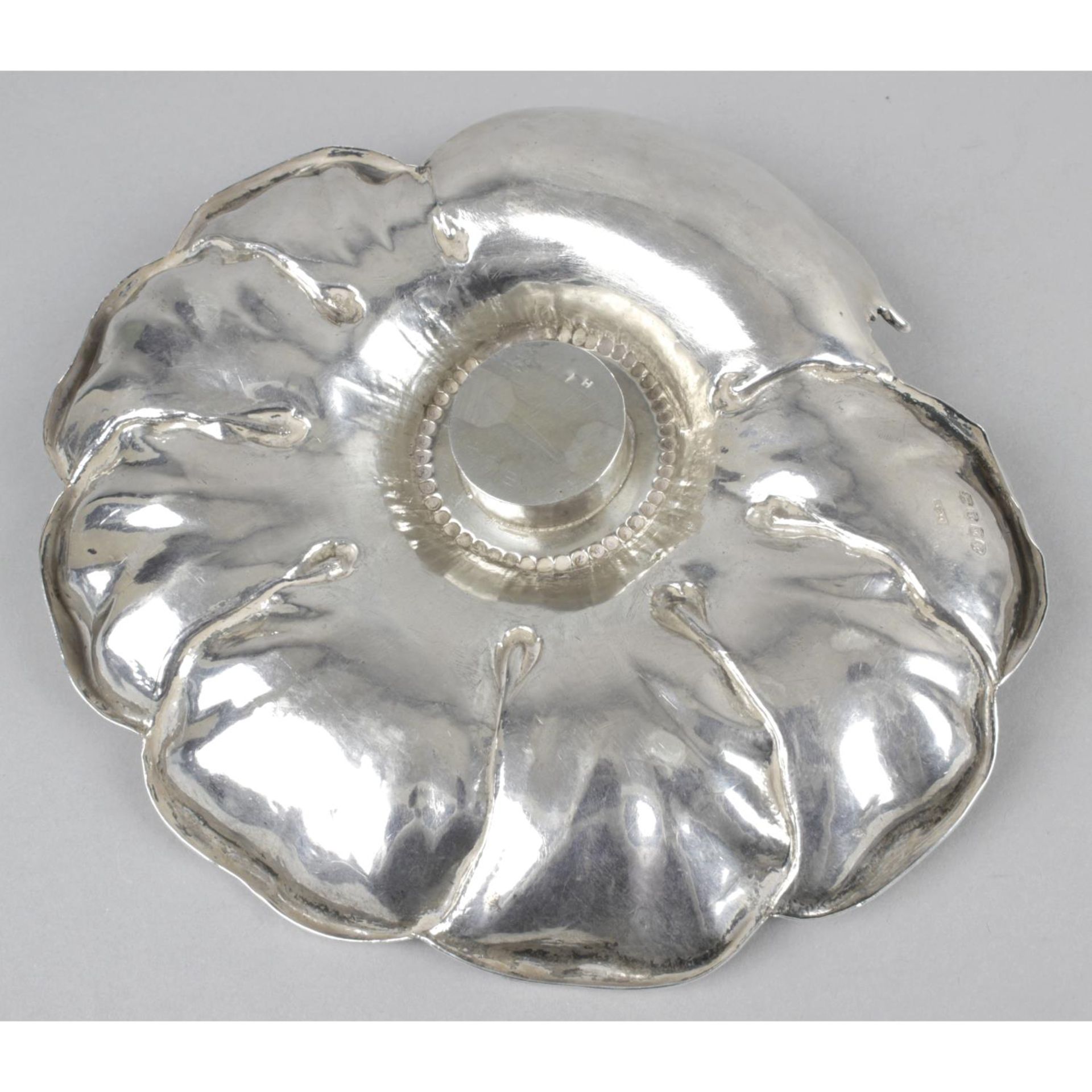 An early Victorian silver inkwell stand, - Image 3 of 3