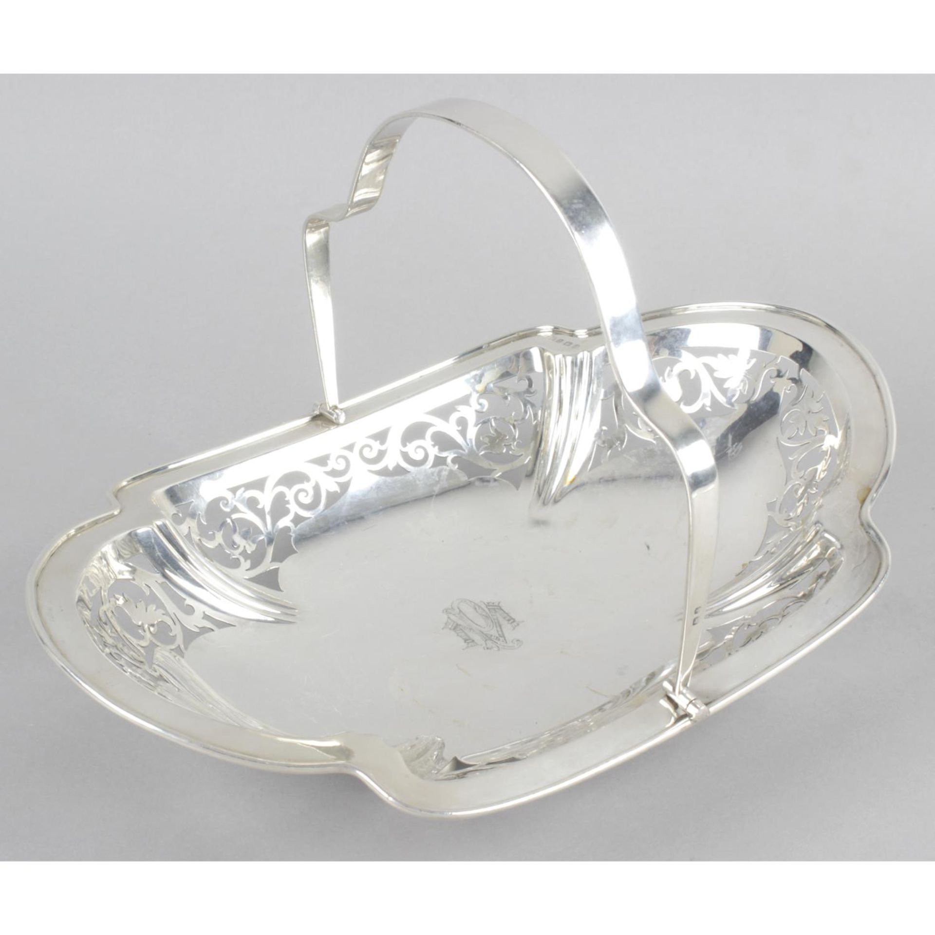 A 1920's silver swing-handled basket,