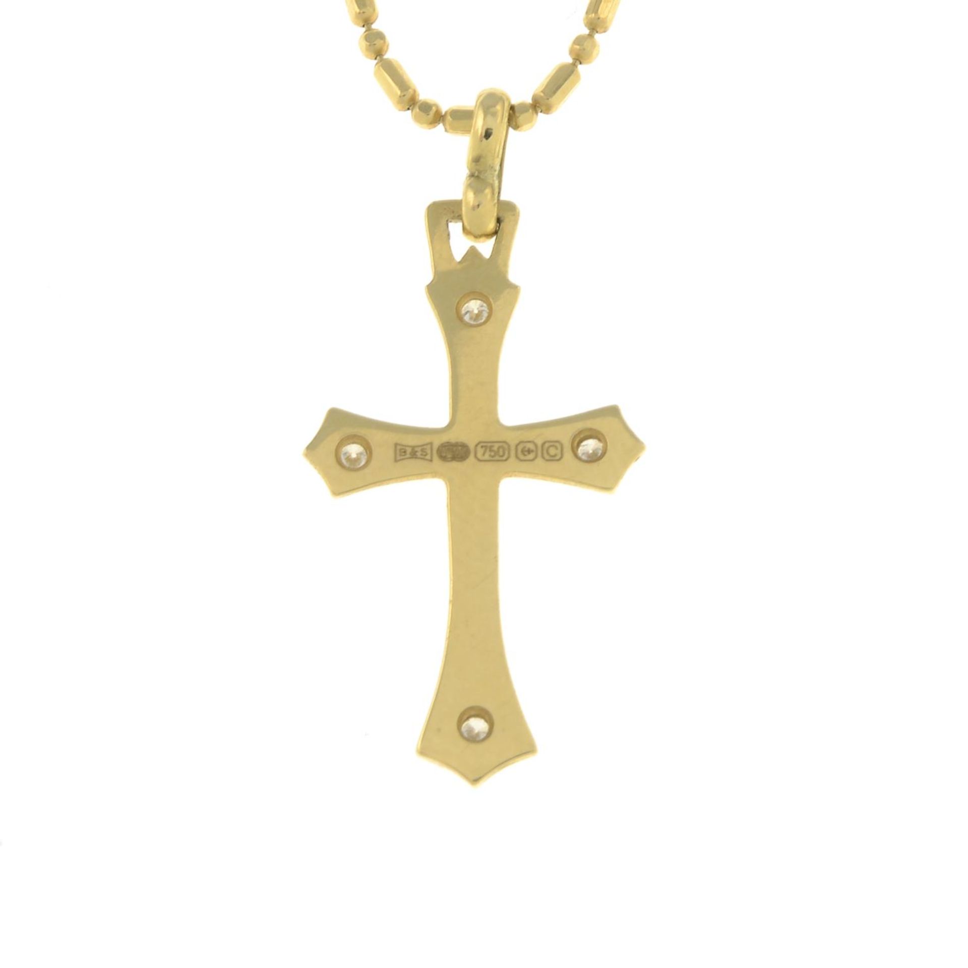An 18ct gold diamond cross pendant, with 18ct gold chain. - Image 2 of 2