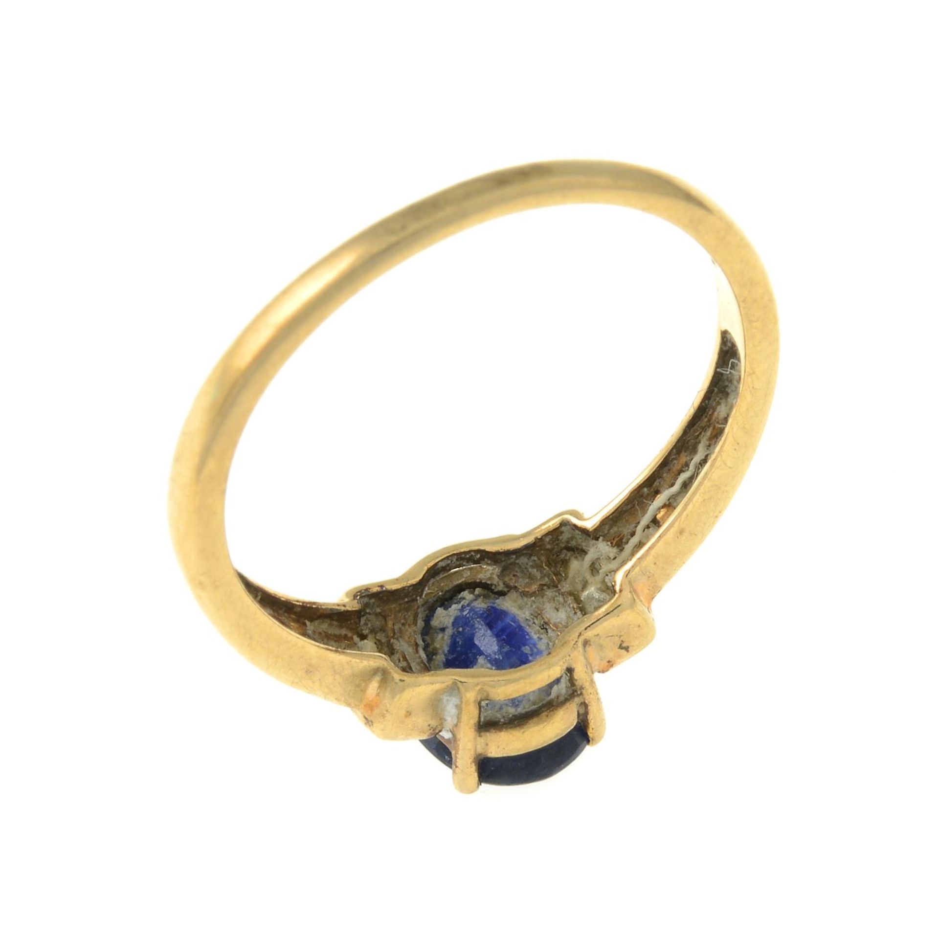 A 9ct gold sapphire and diamond ring.Estimated total diamond weight 0.20ct.Hallmarks for - Image 3 of 3