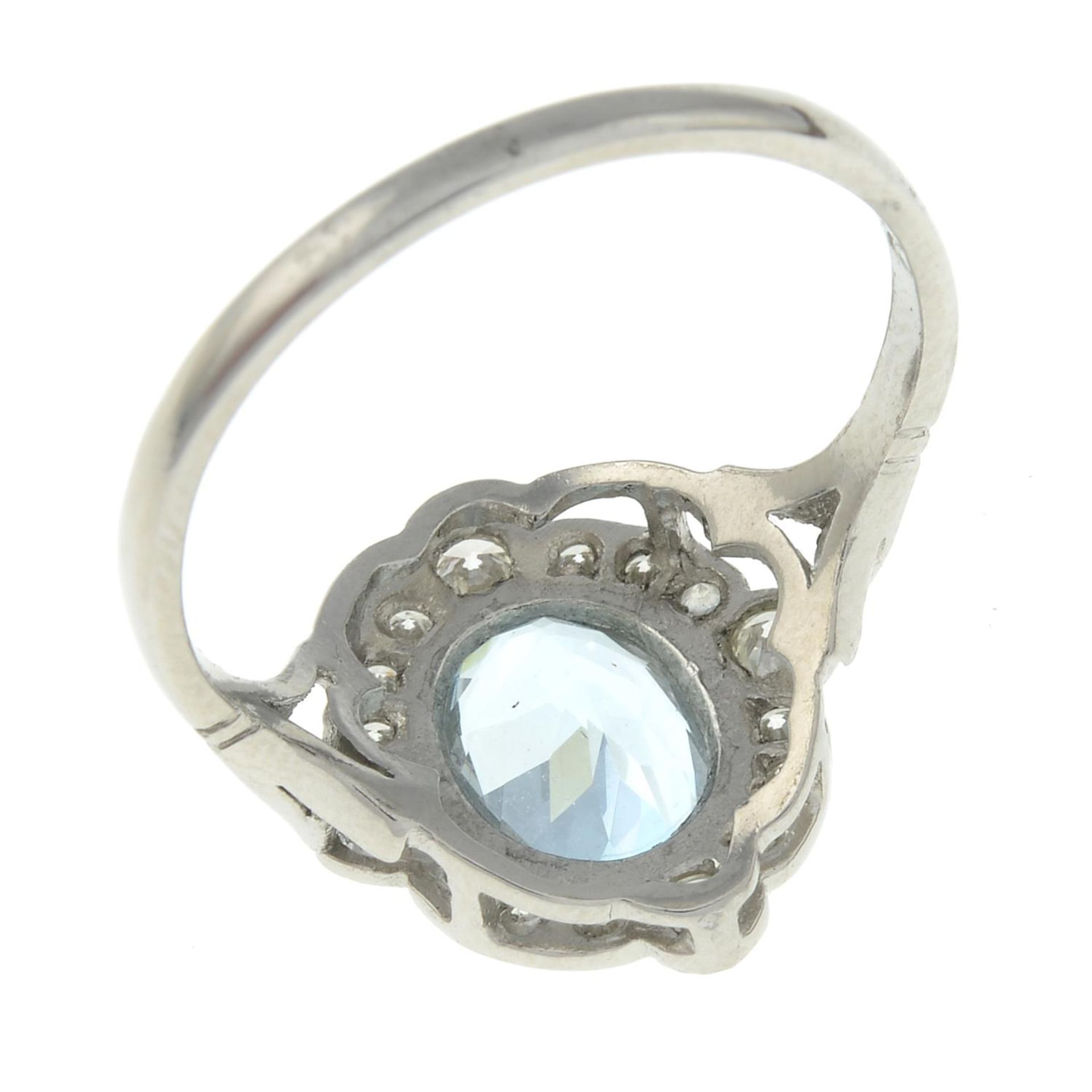 An aquamarine and diamond cluster ring.Aquamarine calculated weight 1.15ct, - Image 3 of 3
