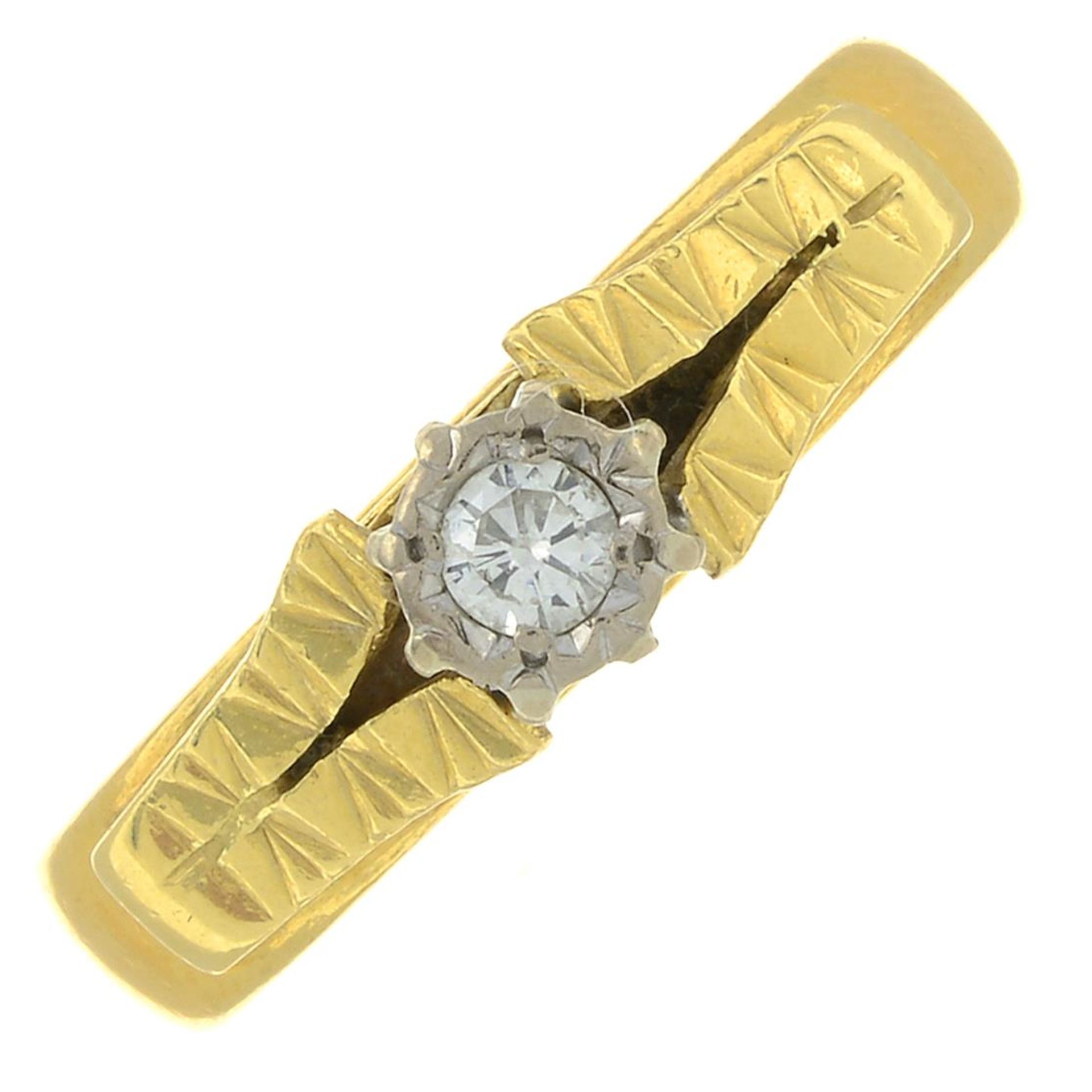 A 22ct gold diamond single-stone ring.