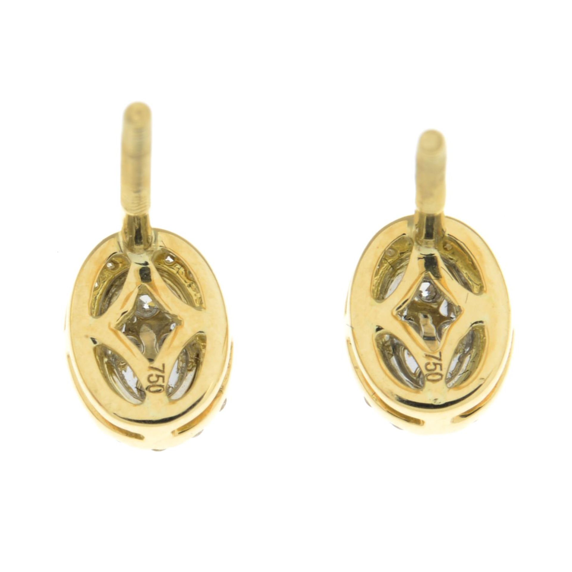 A pair of 18ct gold diamond cluster earrings.Total diamond weight 0.29ct. - Image 2 of 3