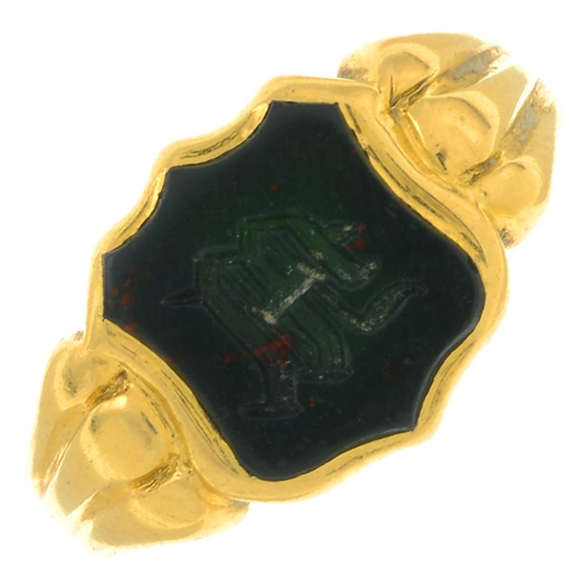 An early 20th century 22ct gold bloodstone signet ring.Hallmarks for Birmingham, 1927.