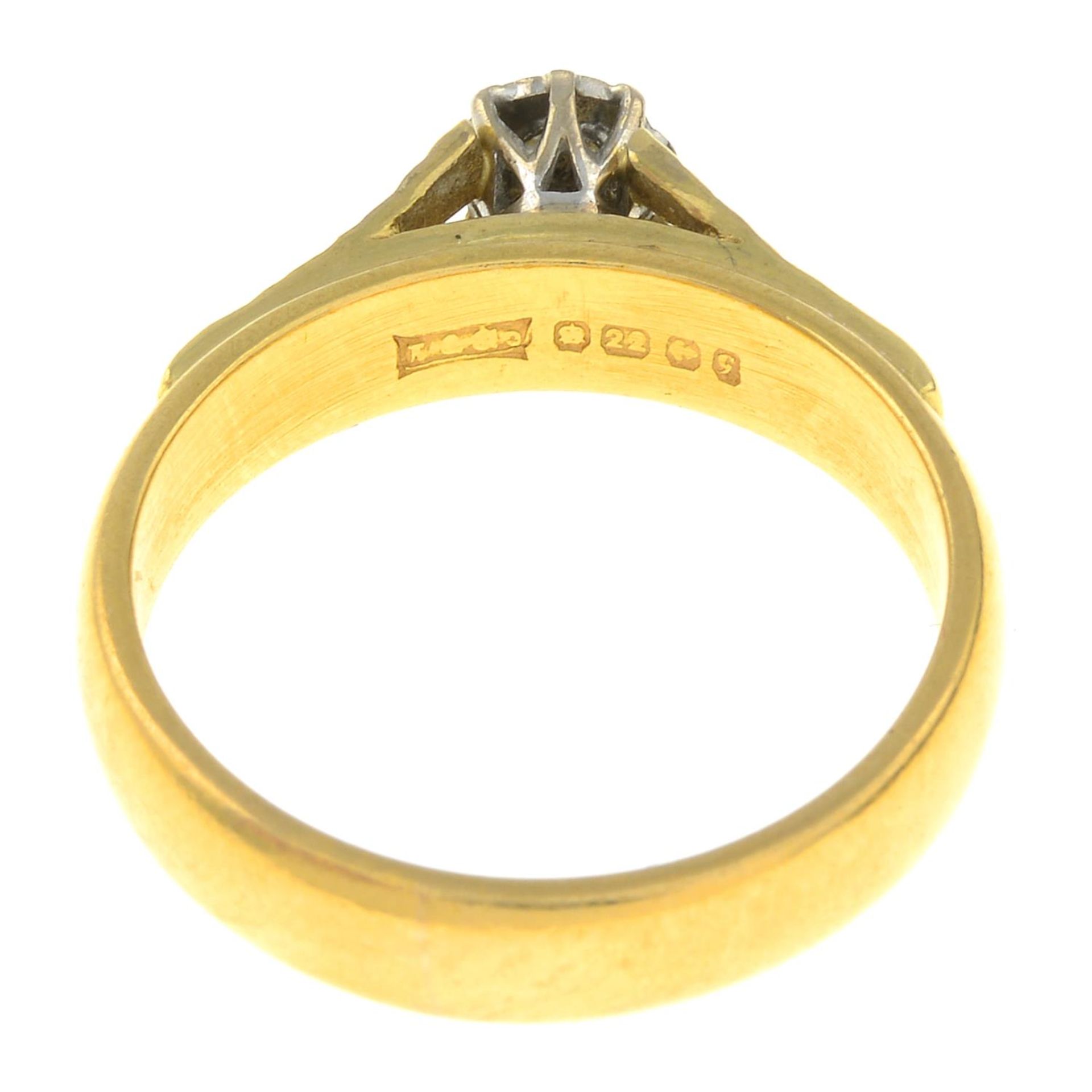 A 22ct gold diamond single-stone ring. - Image 3 of 3