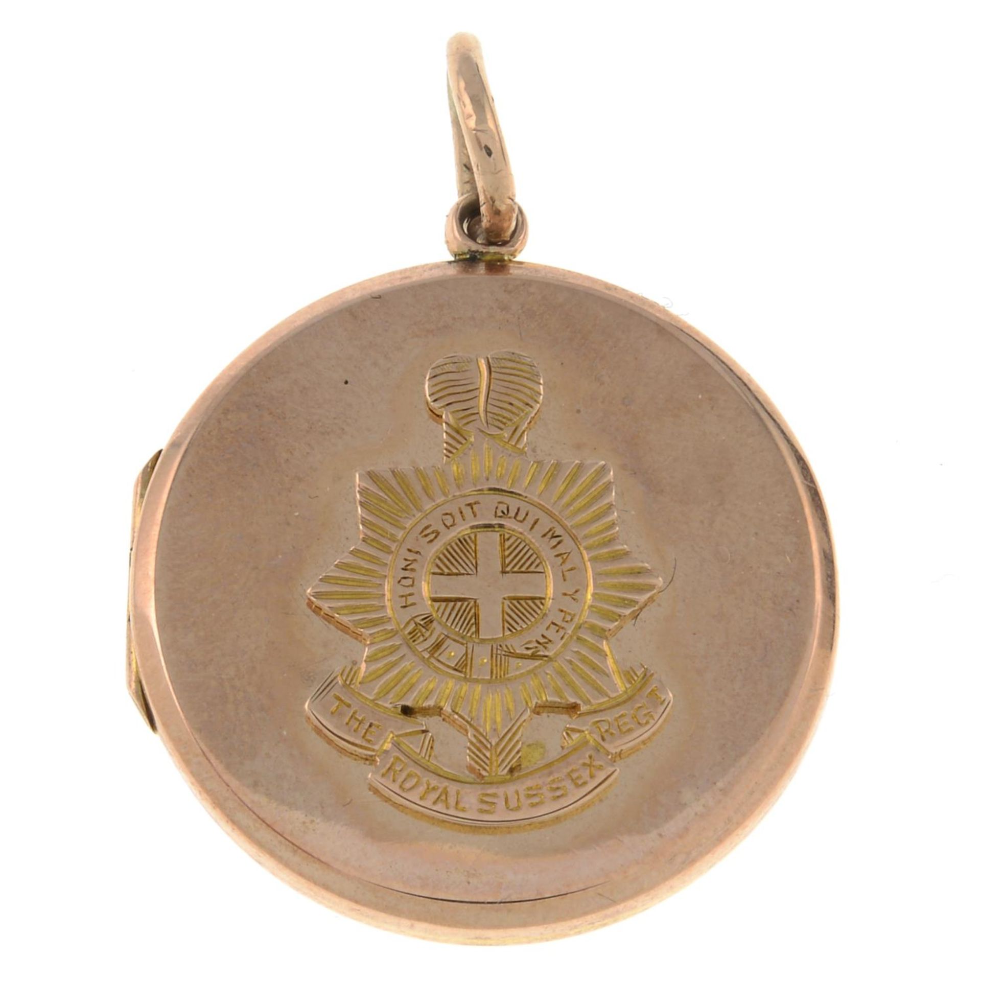 An early 20th century 9ct gold Royal Sussex Regiment locket.Hallmarks for Birmingham,