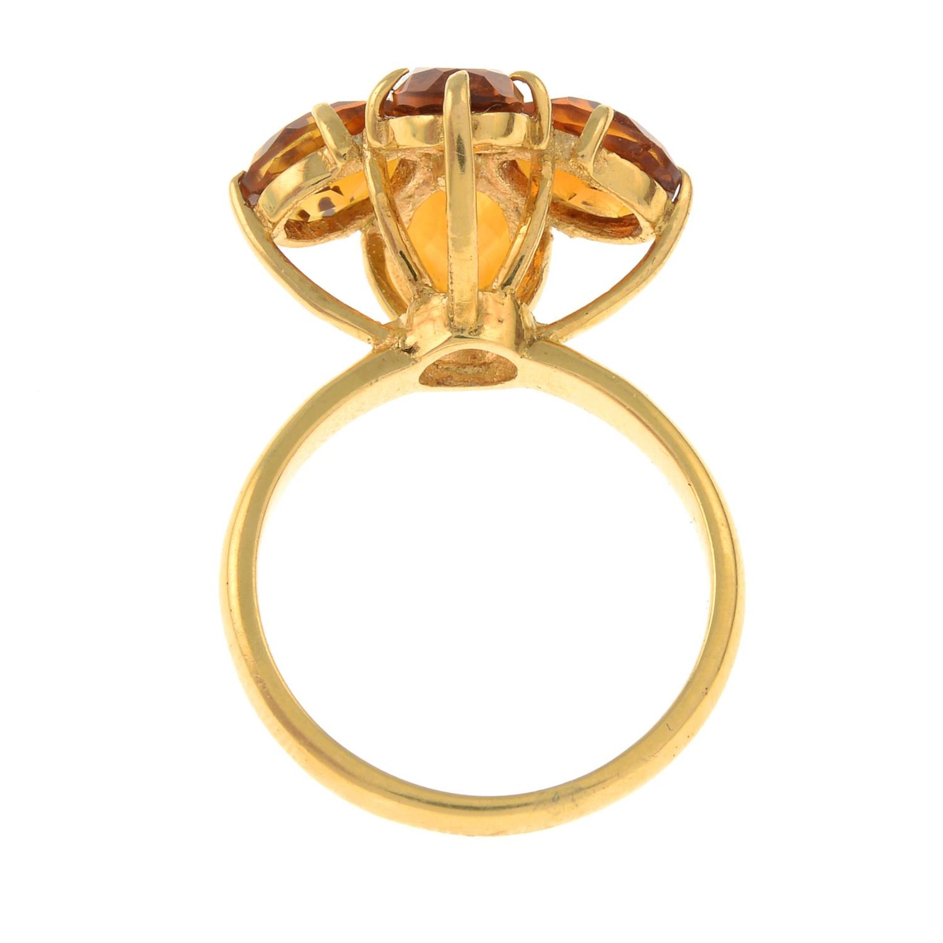 A citrine and diamond floral cluster ring.Stamped K18. - Image 3 of 3