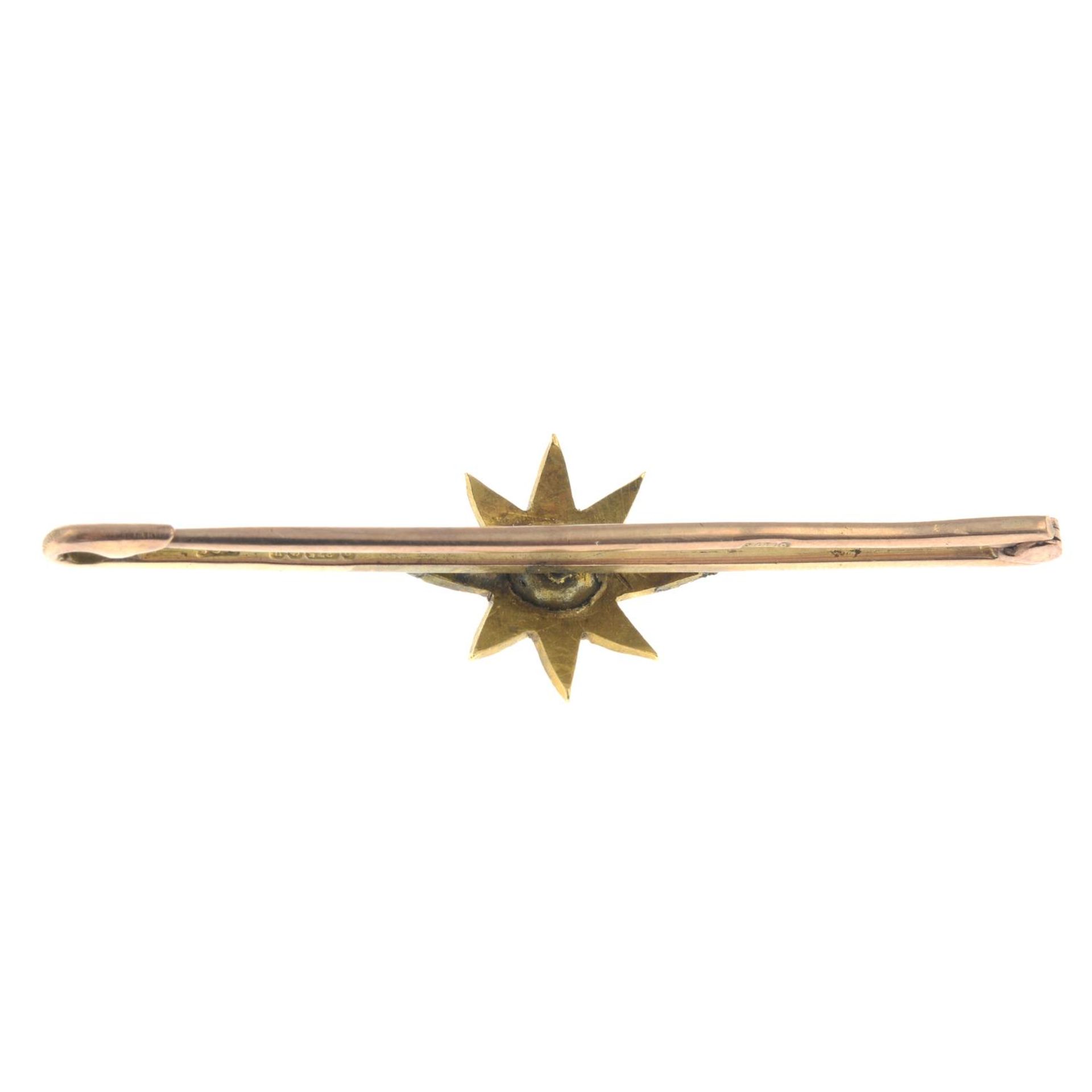 A 9ct gold old and rose-cut diamond star brooch.Principal diamond estimated weight 0.20ct, - Image 2 of 2