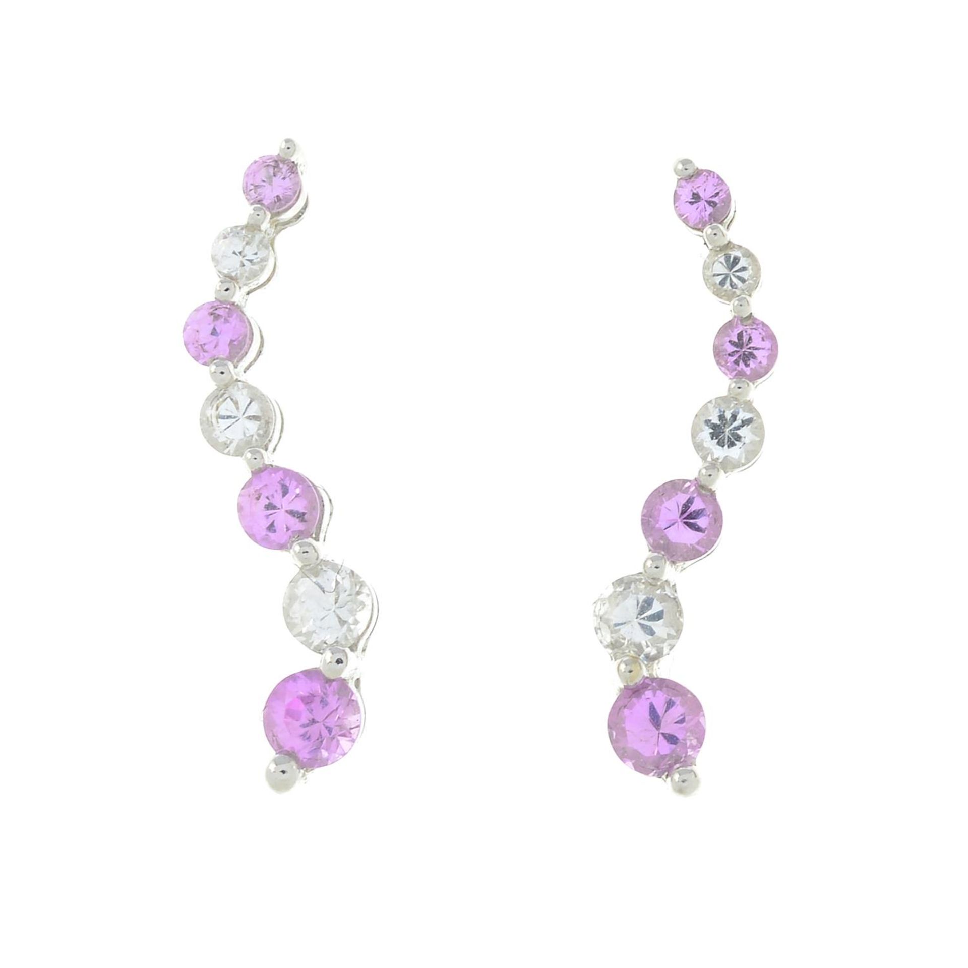 A pair of pink and white sapphire earrings,
