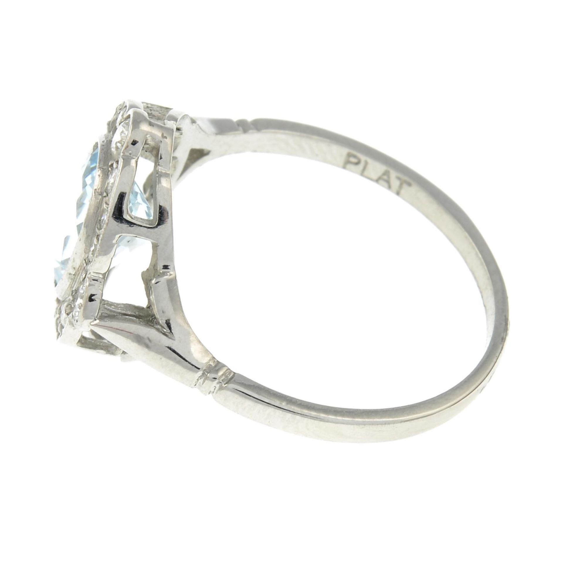 An aquamarine and diamond cluster ring.Aquamarine calculated weight 1.15ct, - Image 2 of 3
