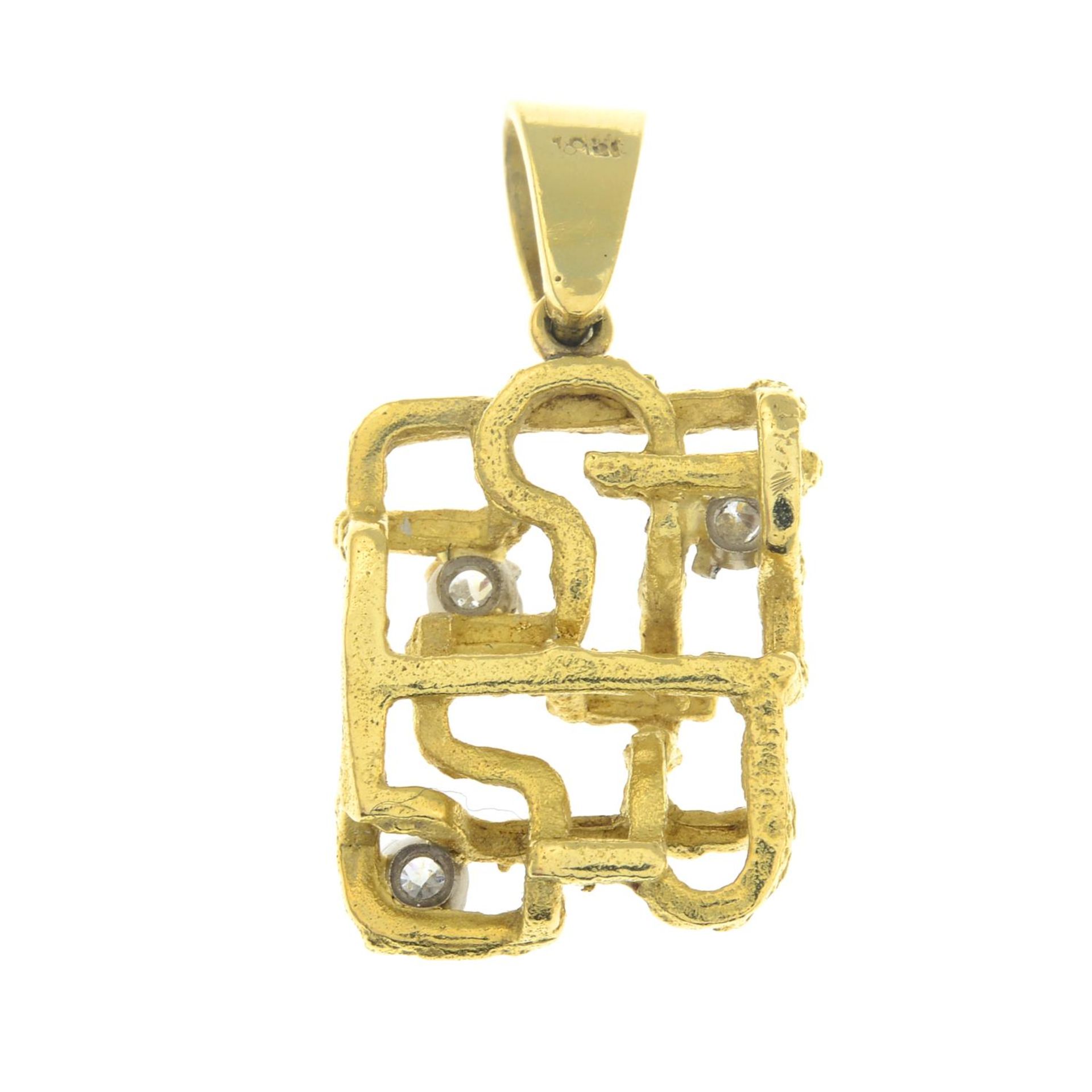 A 1970s 18ct gold brilliant-cut diamond pendant.Estimated total diamond weight 0.30ct, - Image 2 of 2