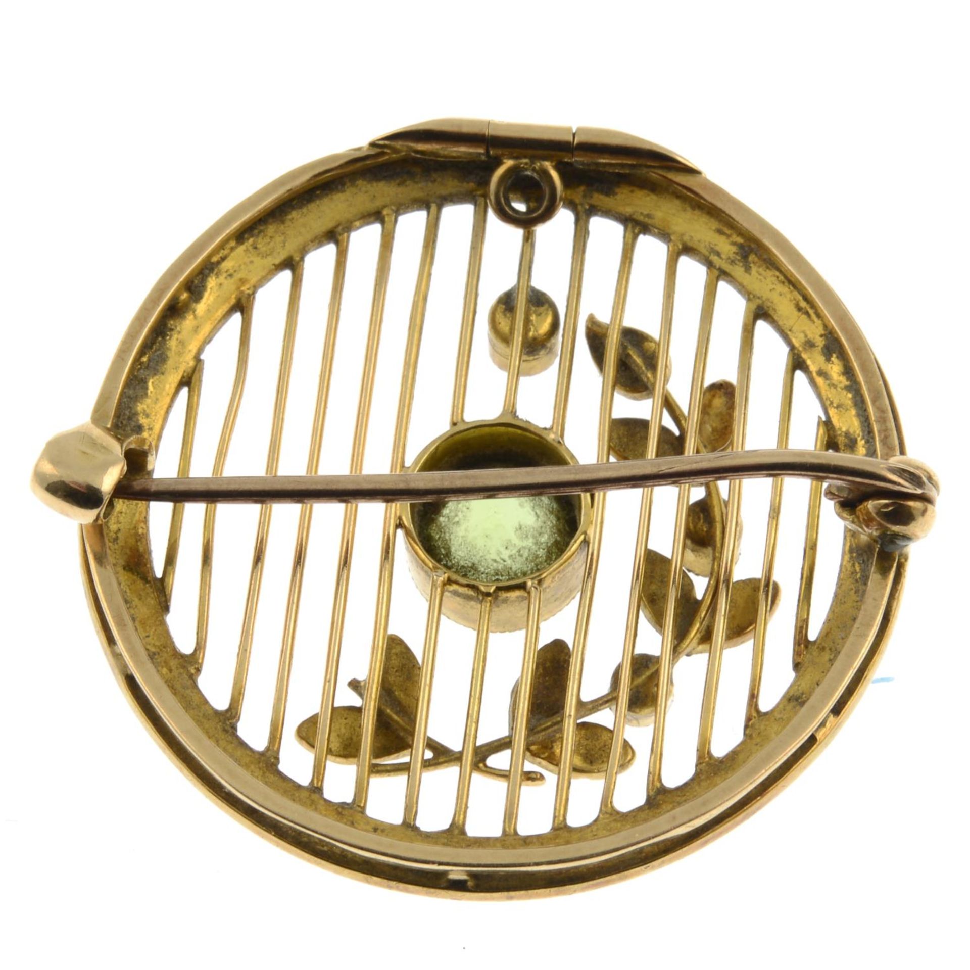 An Edwardian peridot and split pearl brooch, with openwork detail. - Image 2 of 2