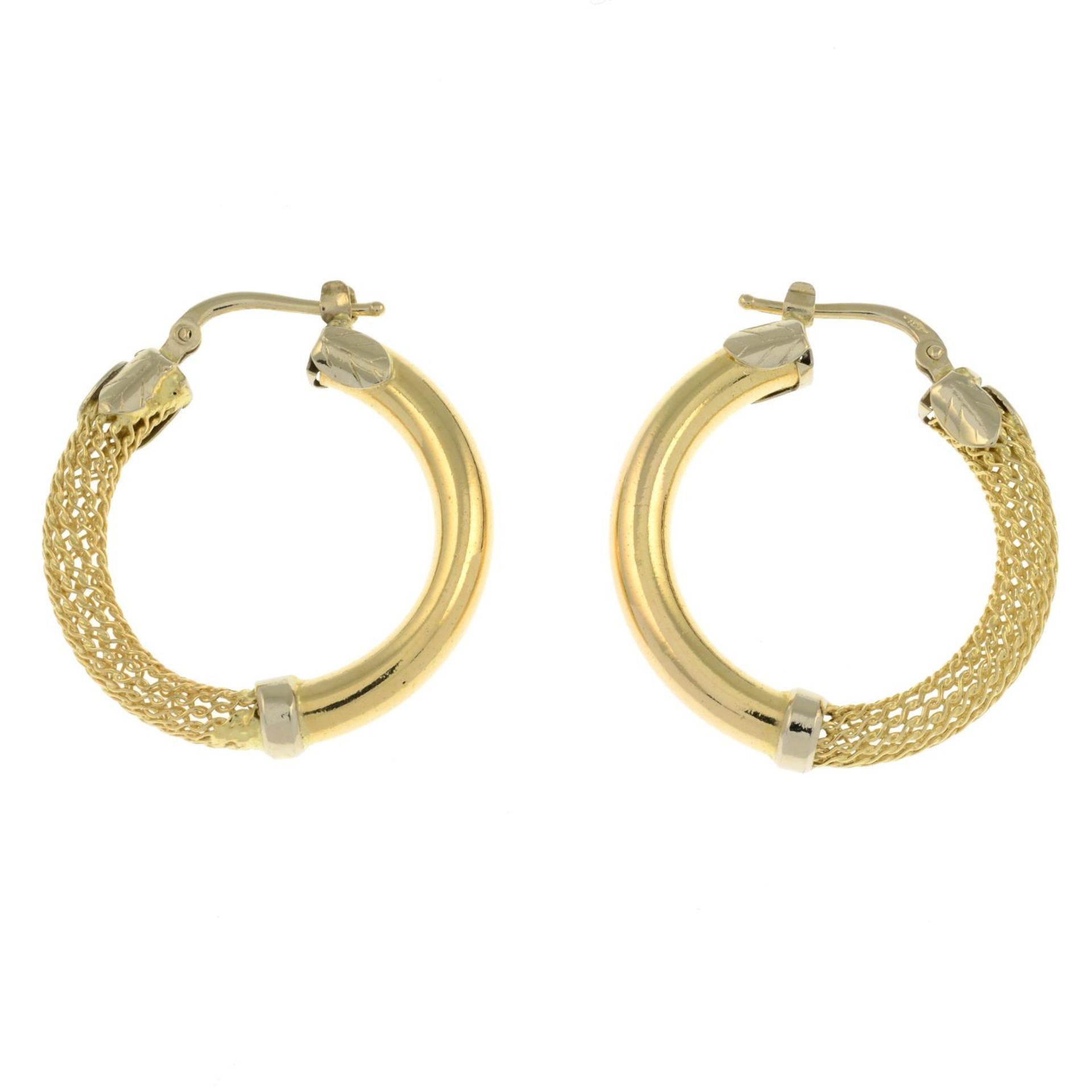 A pair of hoop earrings.Stamped 750.Length 2.7gms. - Image 2 of 2