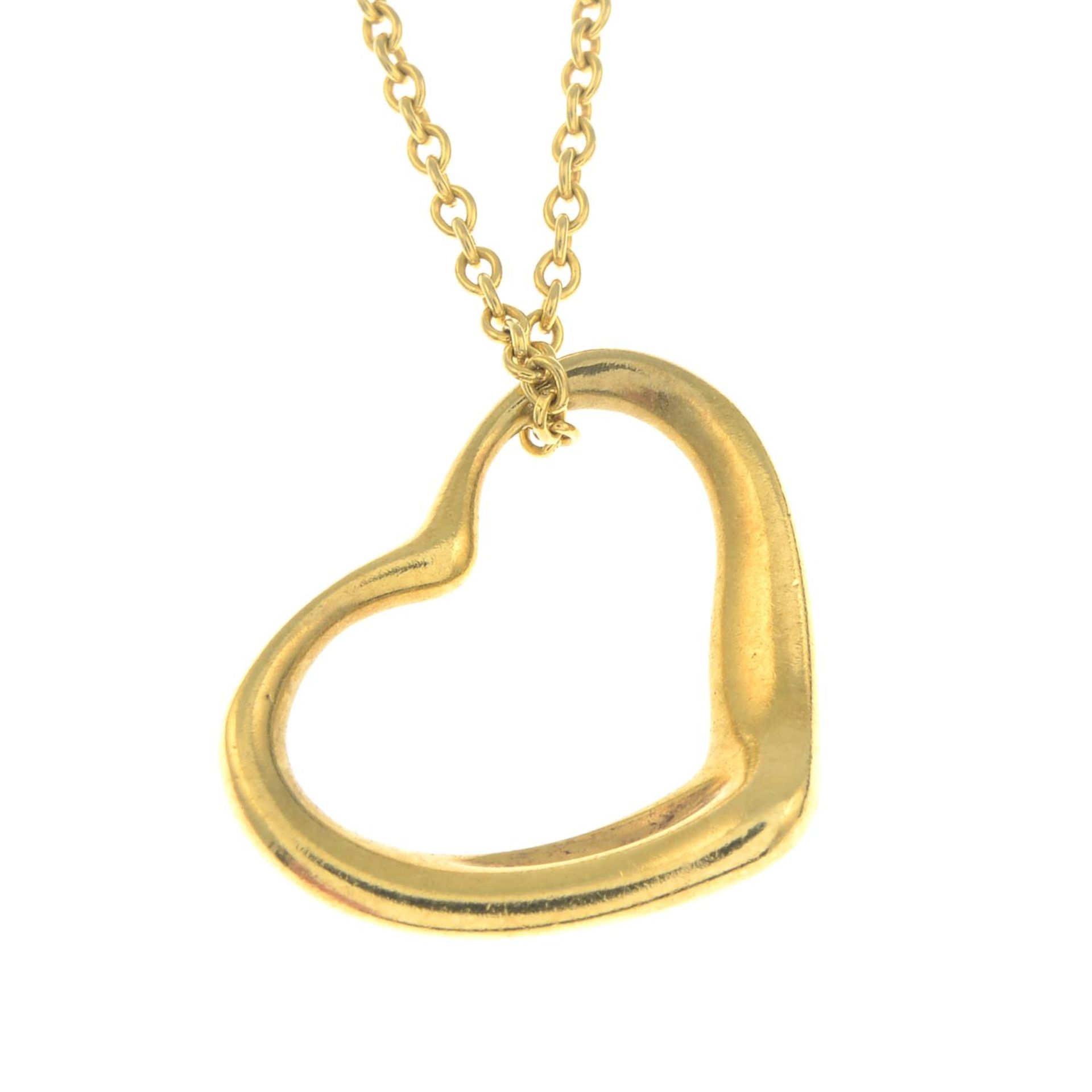An 'Open Heart' pendant with chain, by Elsa Peretti for Tiffany & Co.Signed Tiffany & Co.