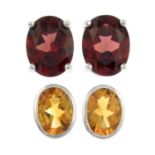 A pair of garnet studs,