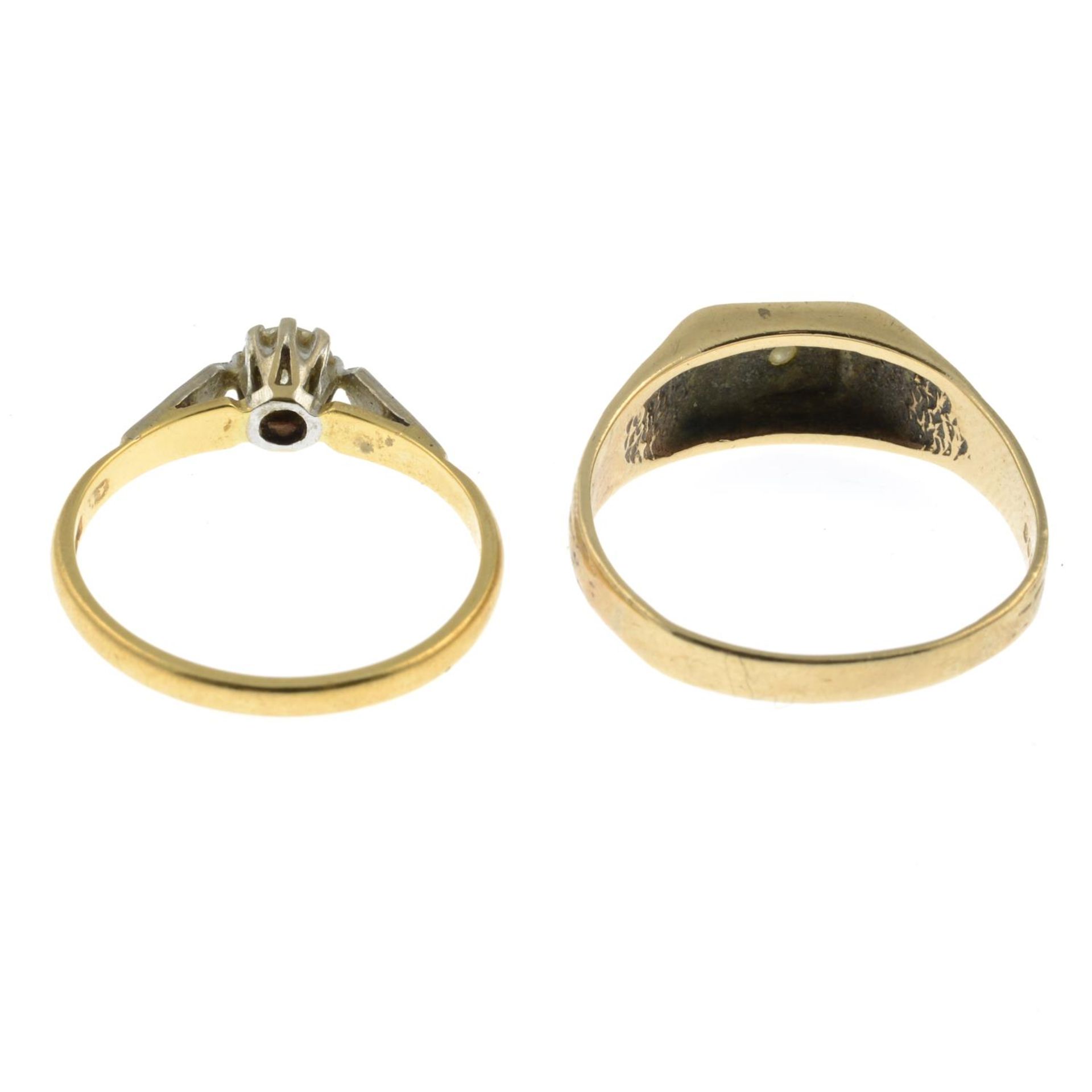 An 18ct gold diamond ring and a 9ct gold diamond ring. - Image 2 of 2