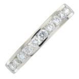 An 18ct gold diamond half eternity ring.Estimated total diamond weight 0.5cts.Stamped 750.Ring size