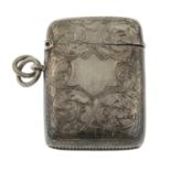 An Edwardian silver engraved vesta case.Hallmarks for Birmingham, 1901.Length 4.7cms.