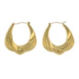 A pair of 9ct gold hoop earrings.Hallmarks for Birmingham.Length 3.3cms.