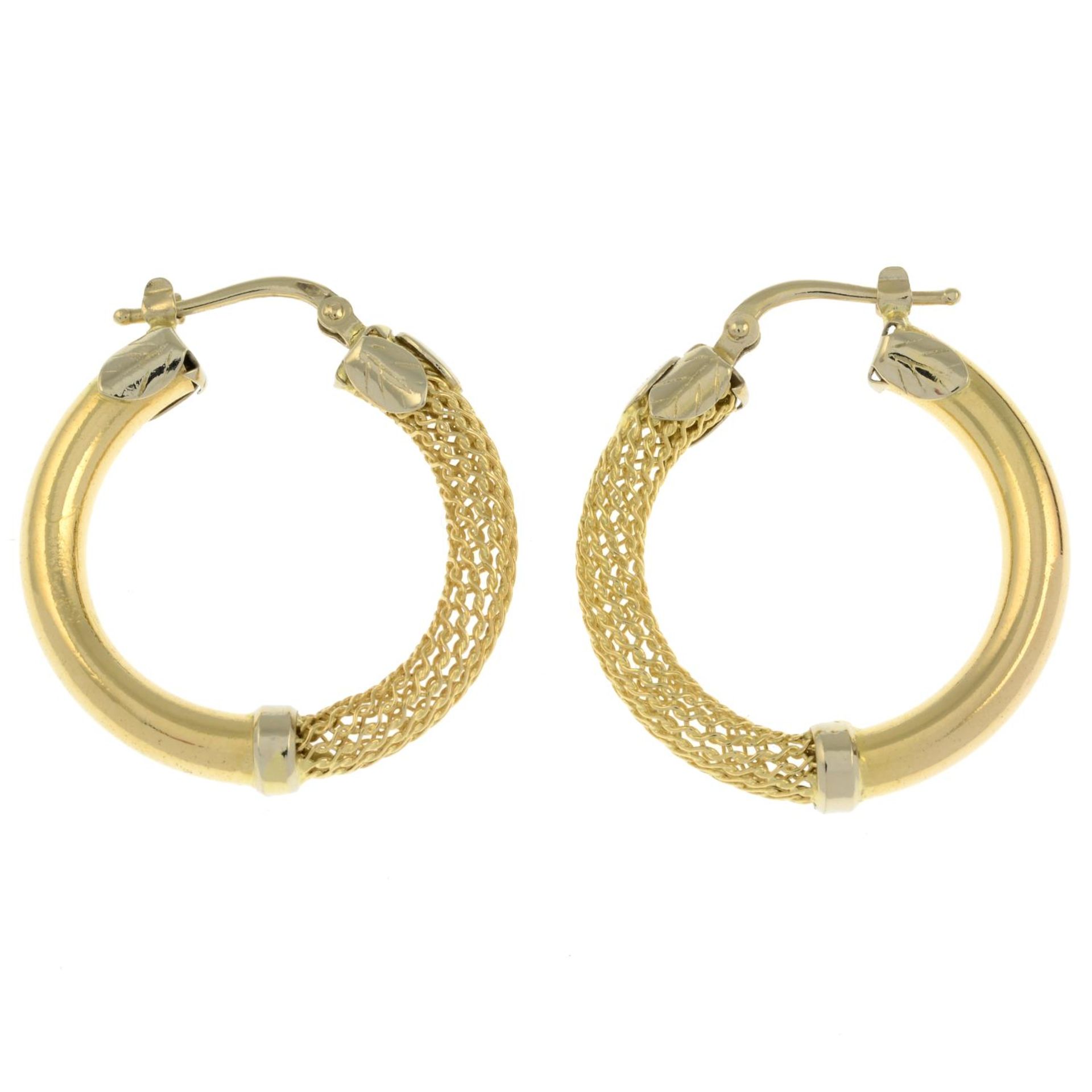 A pair of hoop earrings.Stamped 750.Length 2.7gms.