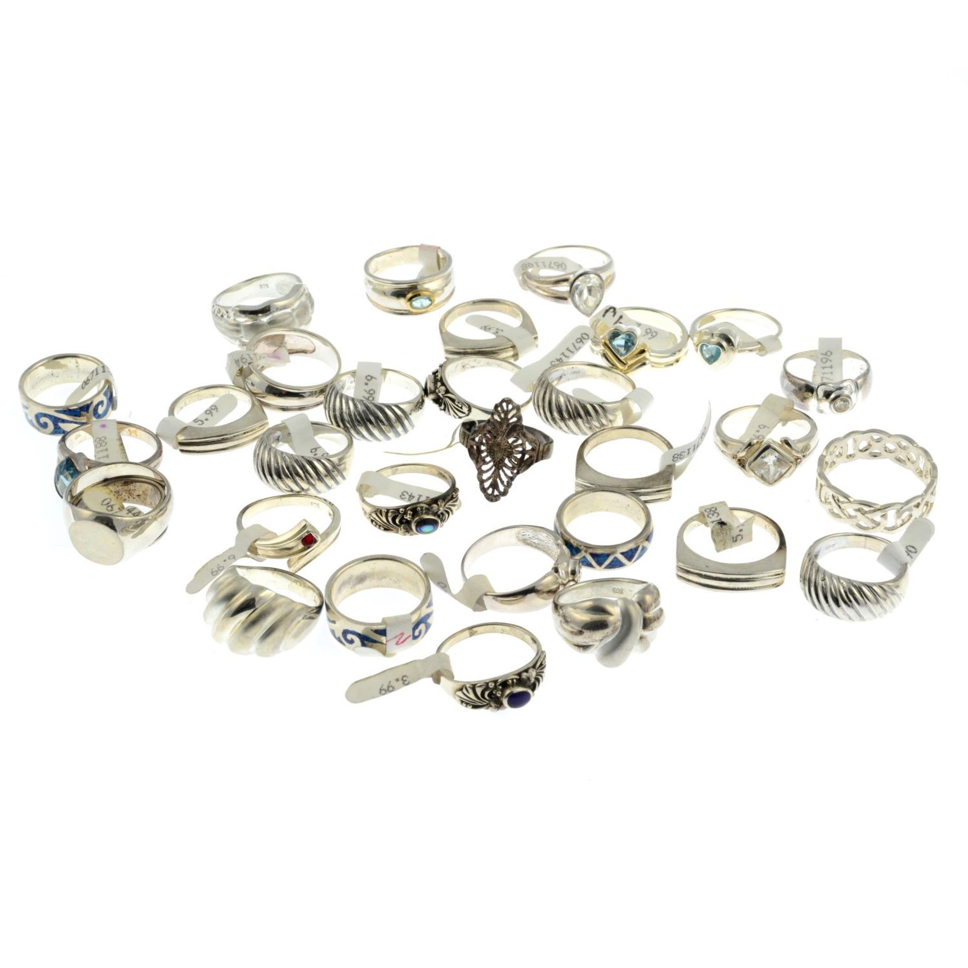 A selection of enamel and gem-set rings.All stamped 925.156.3gms. - Image 2 of 2