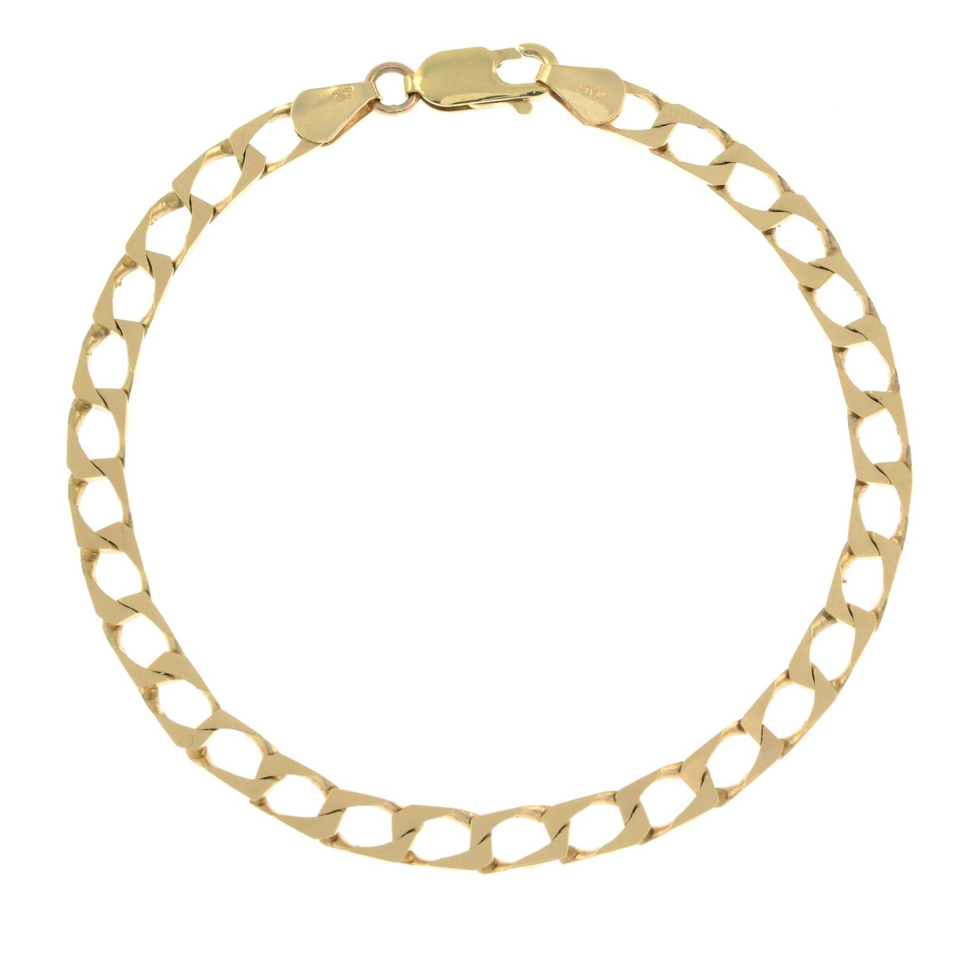 A 9ct gold curb-link chain bracelet.Hallmarks for Sheffield.Length 21cms.
