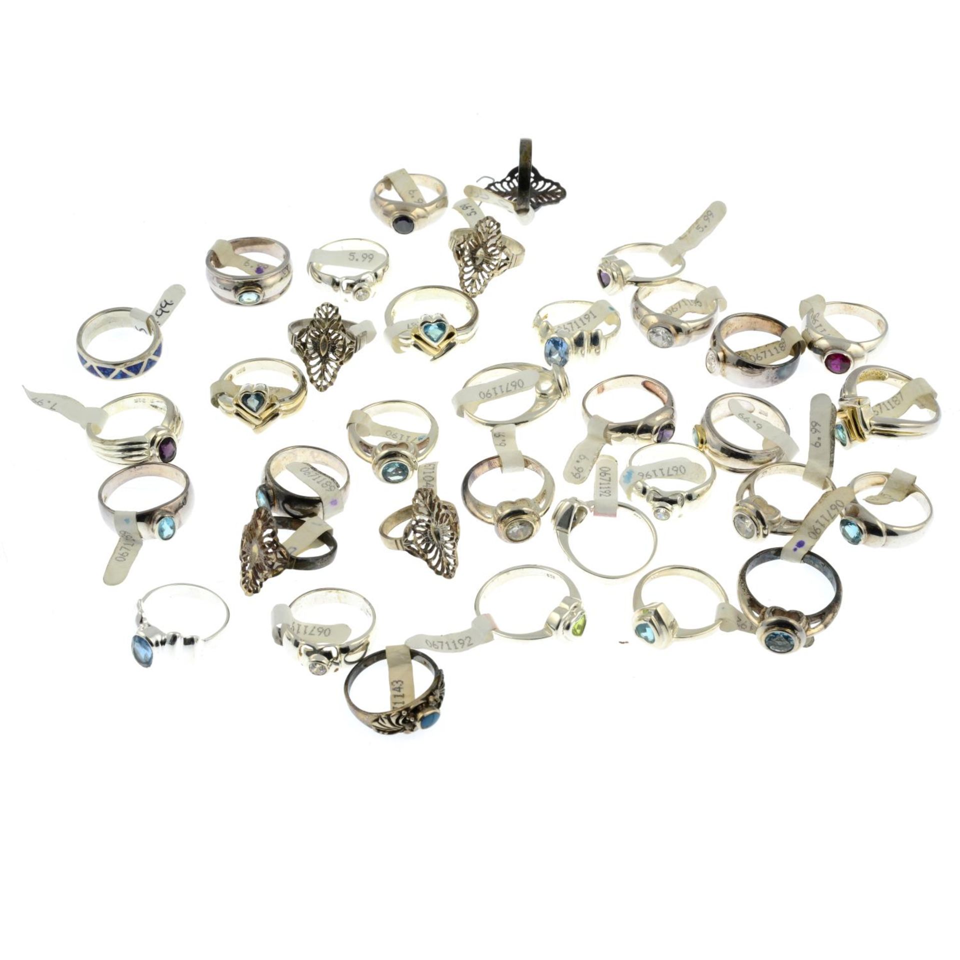 A selection of enamel and gem-set rings. - Image 2 of 2