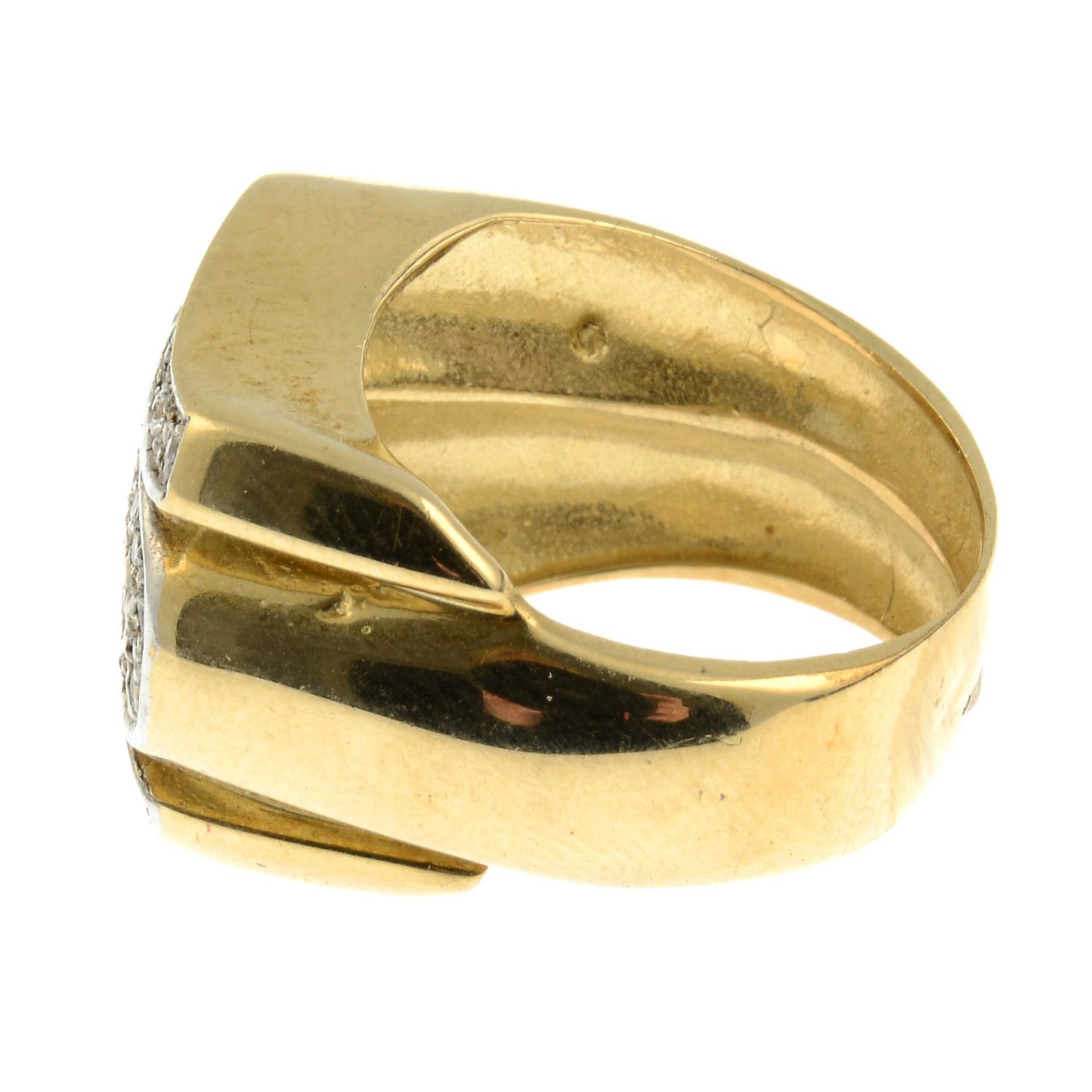 A 9ct gold diamond dress ring.Estimated total diamond weight 0.45cts.Ring size L. - Image 2 of 3