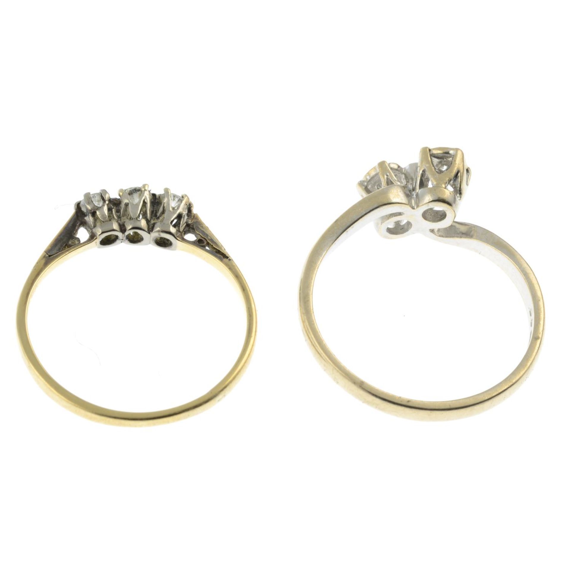 Two diamond rings.One with hallmarks for 18ct gold. - Image 2 of 2