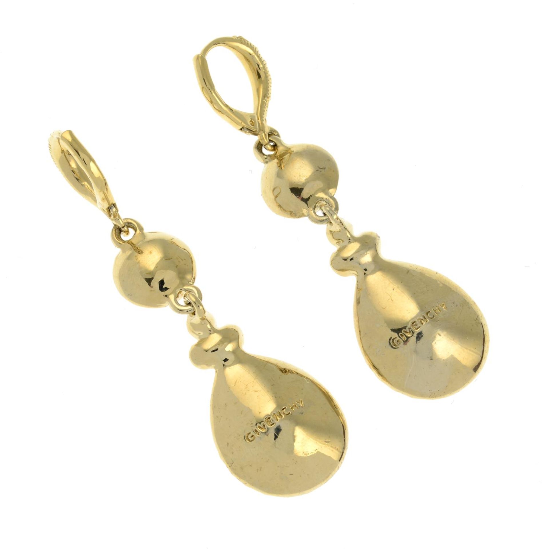 A pair of paste drop earrings, by Givenchy.Signed Givenchy.Length 5.5cms. - Image 2 of 2