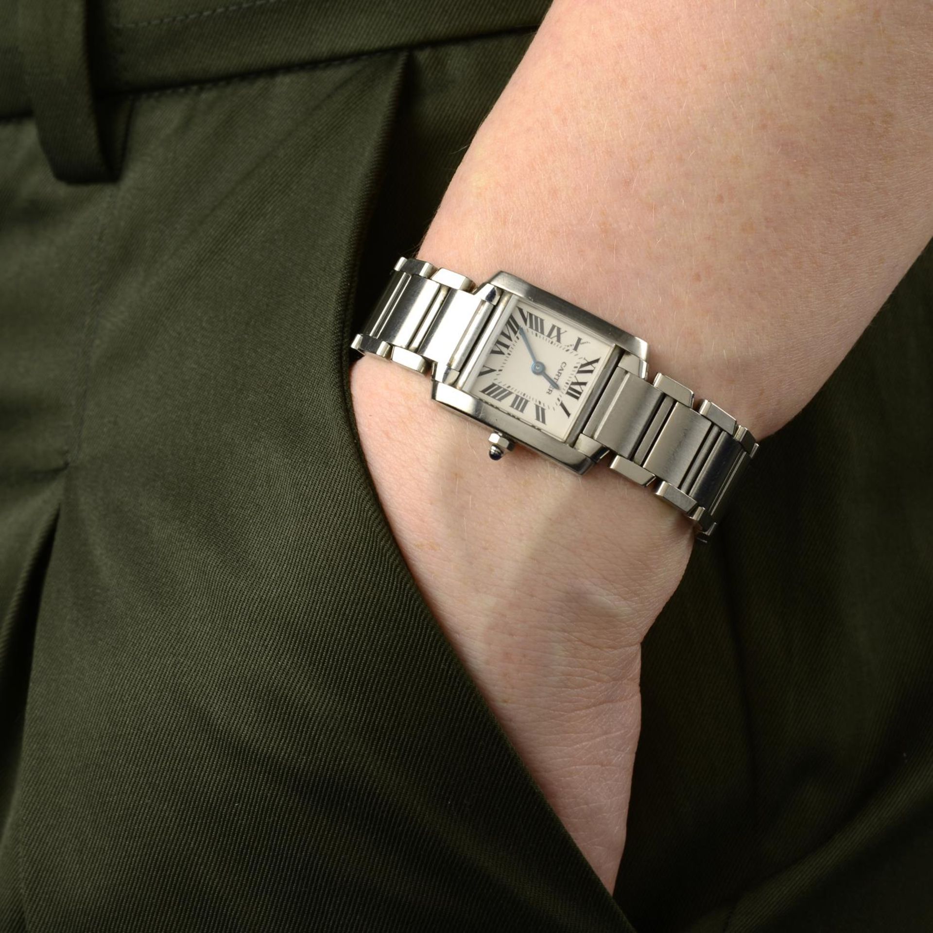 CARTIER - a lady's Tank Francaise bracelet watch. - Image 3 of 5