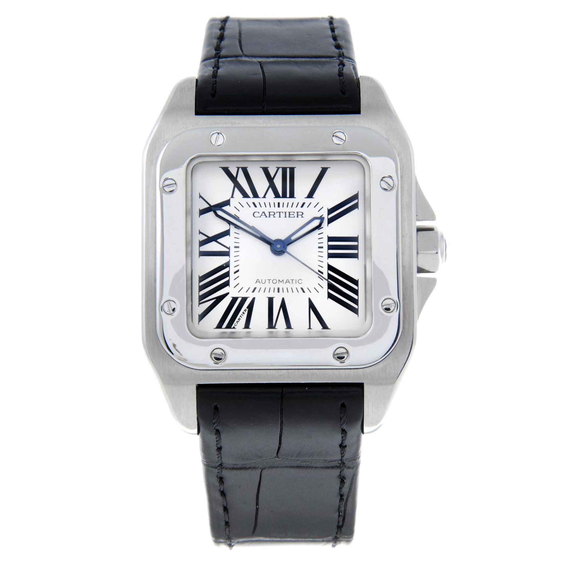 CARTIER - a Santos 100 wrist watch.