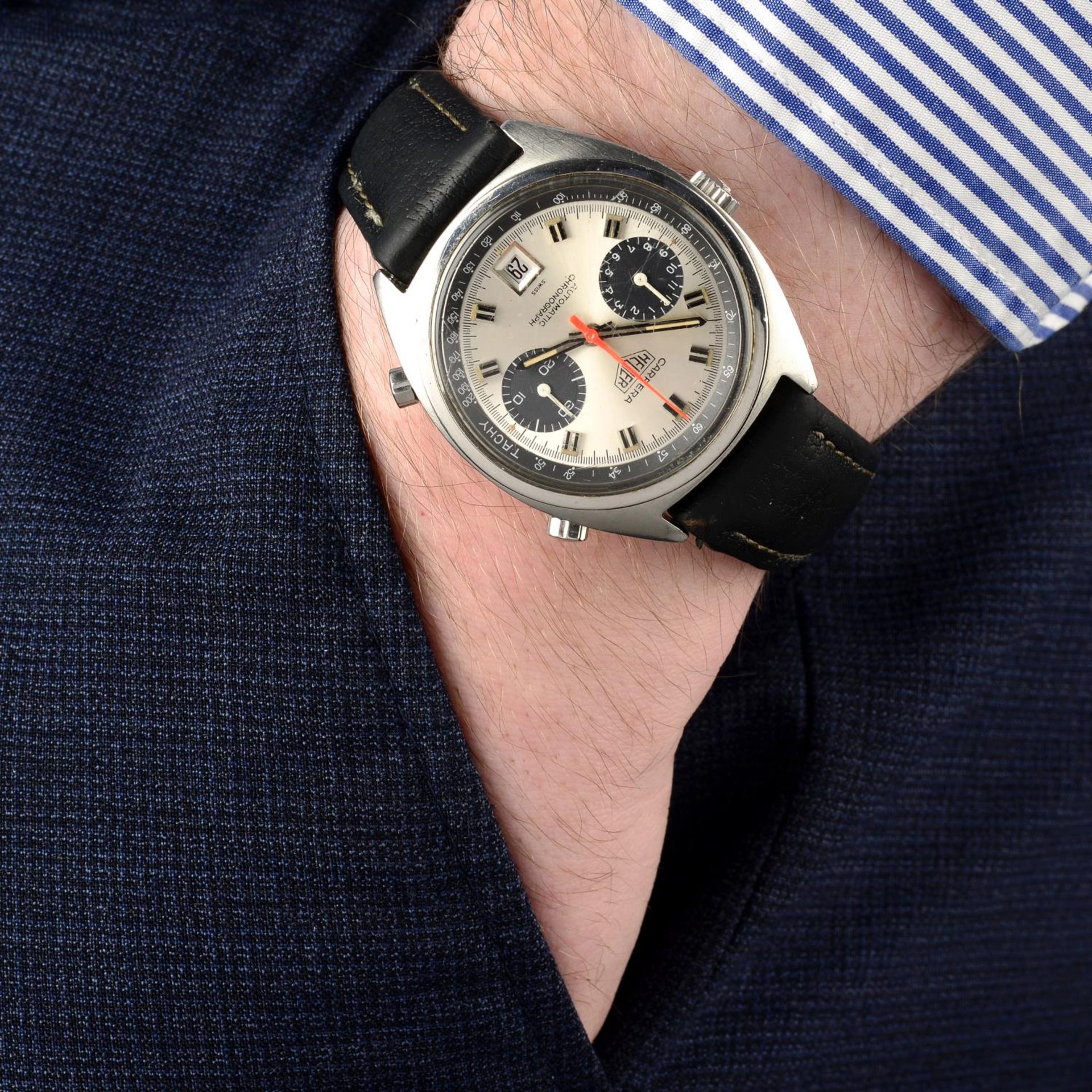 HEUER - a gentleman's Carrera chronograph wrist watch. - Bild 3 aus 6