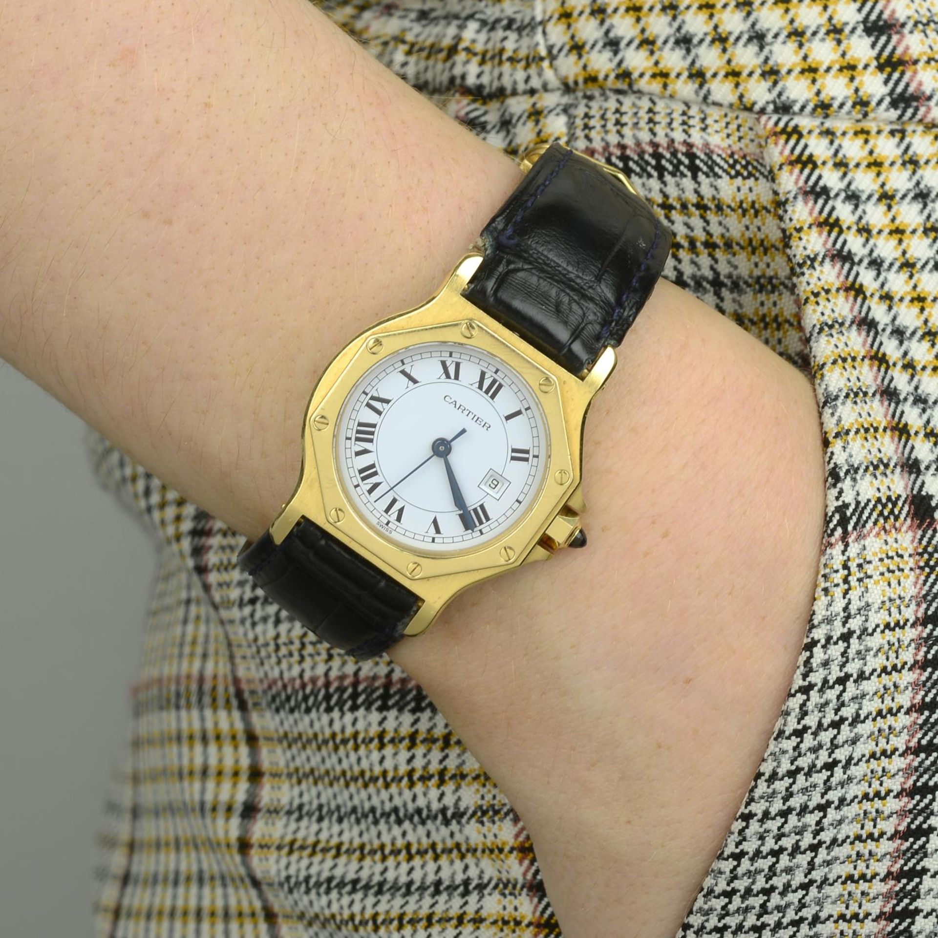 CARTIER - a lady's Santos Octagon wrist watch. - Image 3 of 5