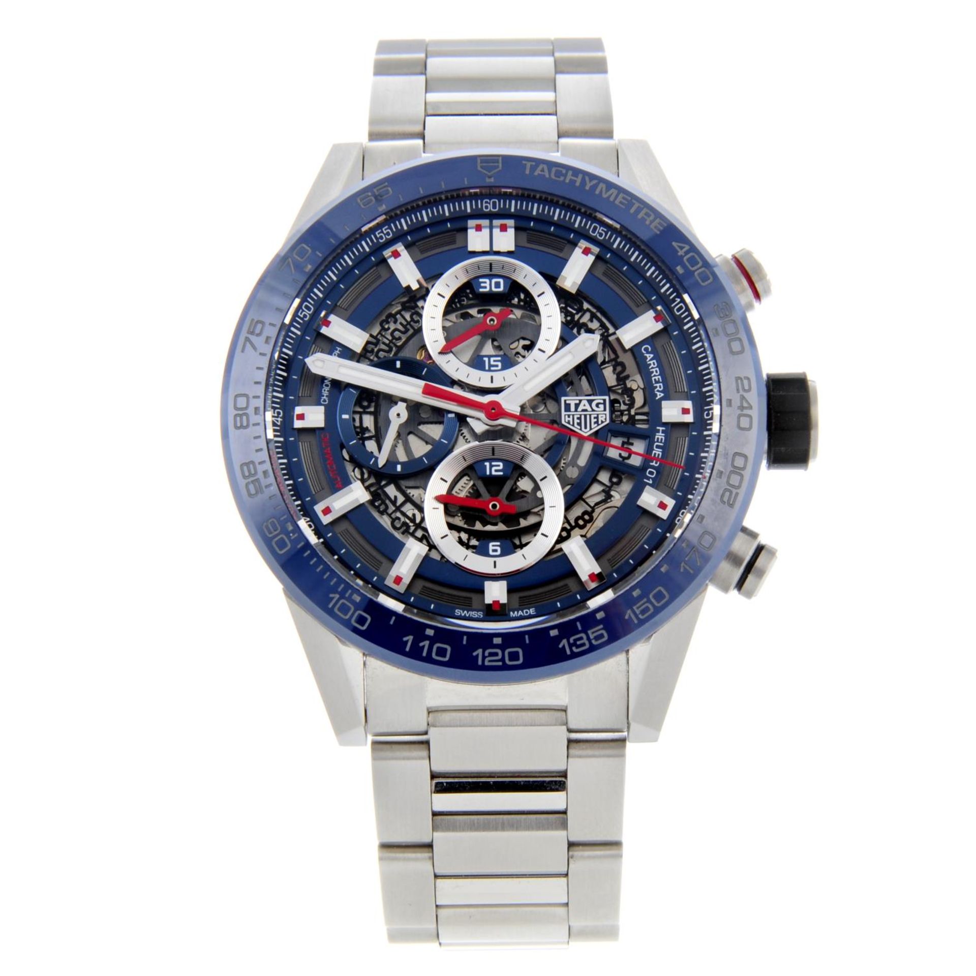 CURRENT MODEL: TAG HEUER - a gentleman's Carrera Heuer 01 chronograph bracelet watch.