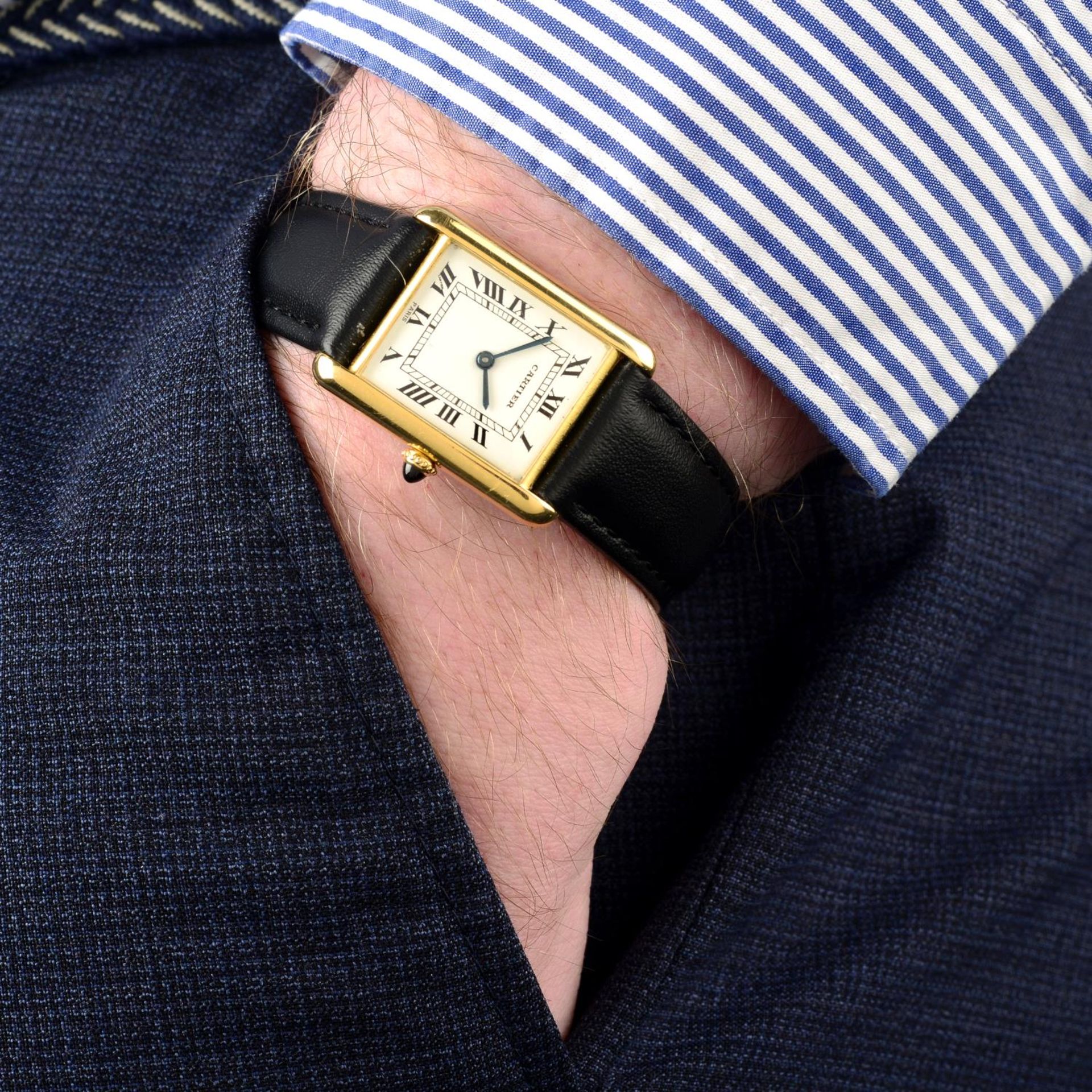 CARTIER - a mid-size Tank Louis wrist watch. - Image 3 of 6