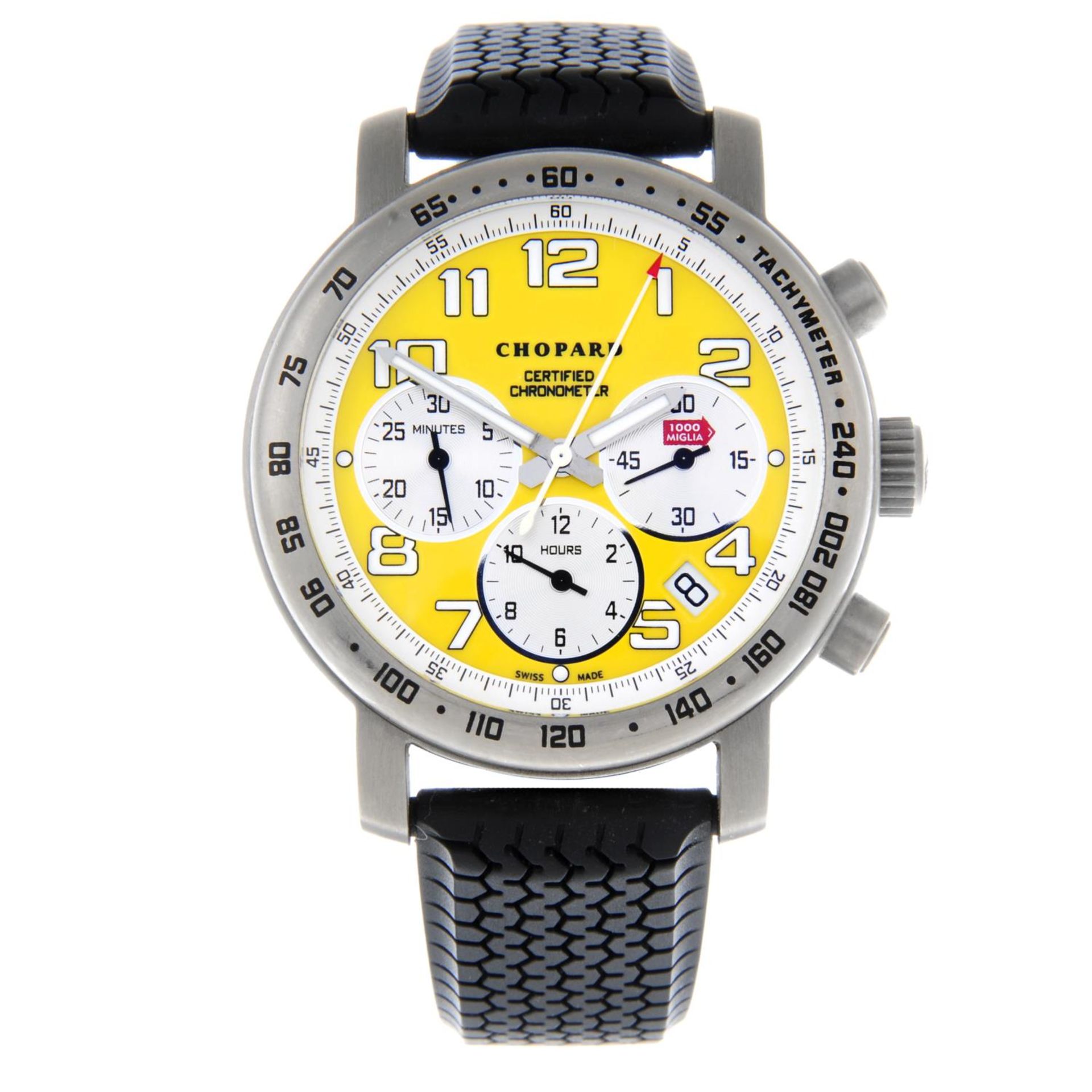 CHOPARD - a limited edition gentleman's Mille Miglia 'Speed Yellow' chronograph wrist watch.